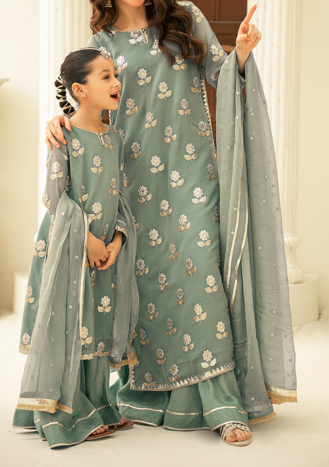 Mother Ready Made Embroidered Palazzo Suit