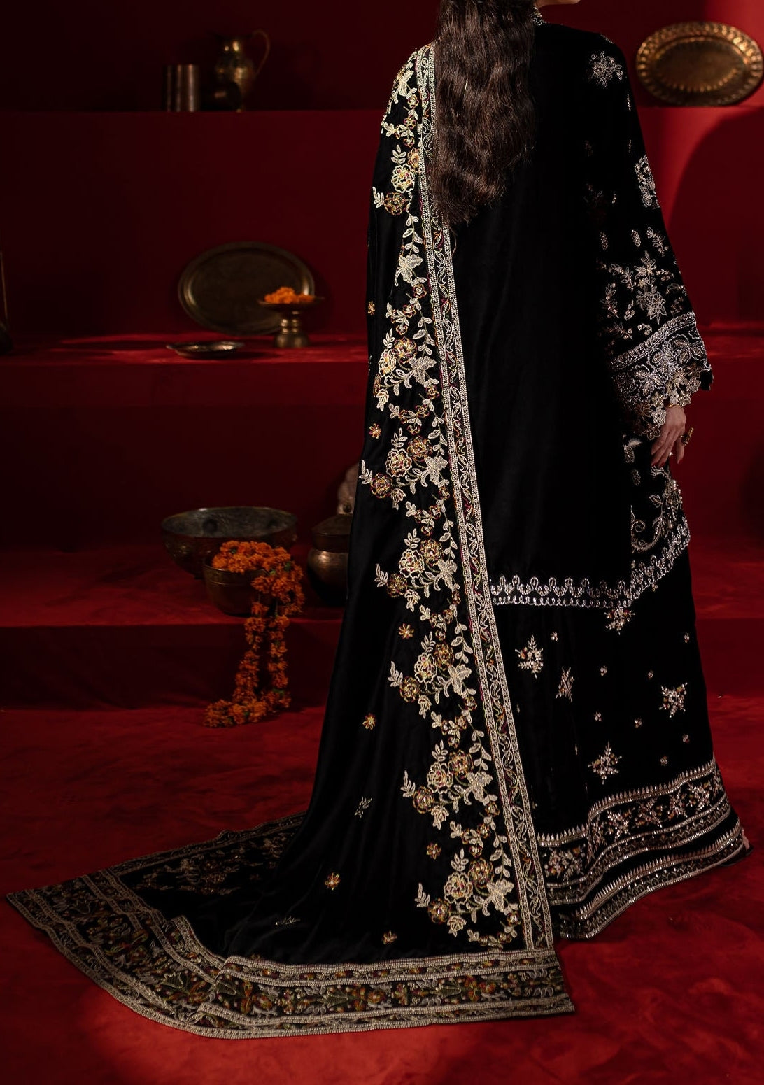 Nureh Embroidered Pakistani Luxury Velvet Dress
