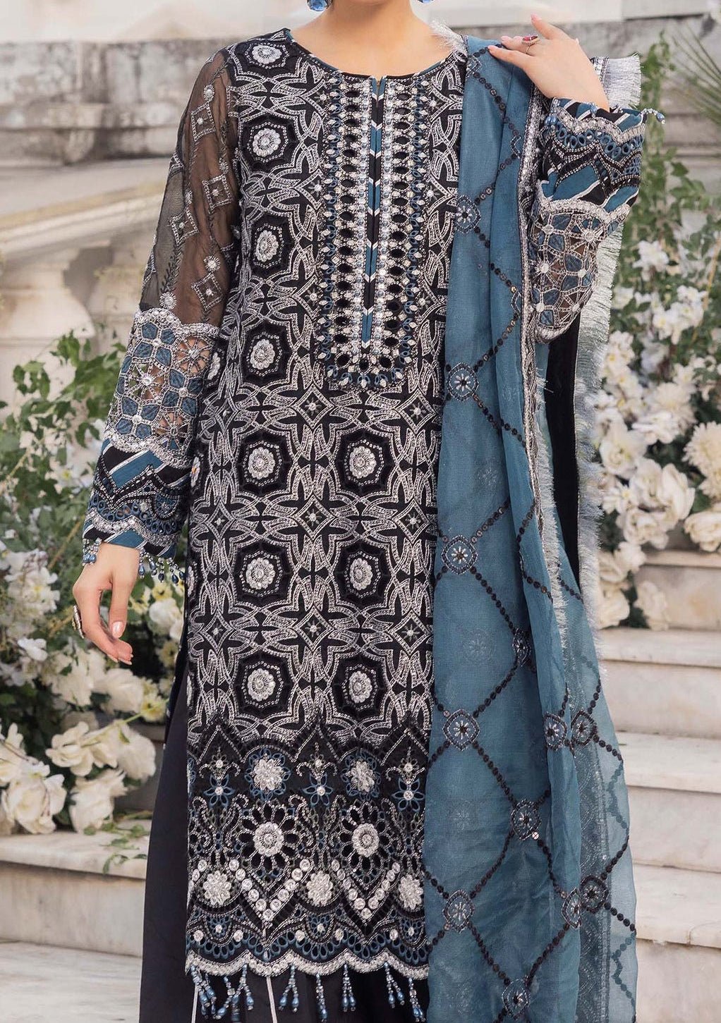 Adan's Libas Lunar Elegance Pakistani Luxury Palazzo Suit - db27324