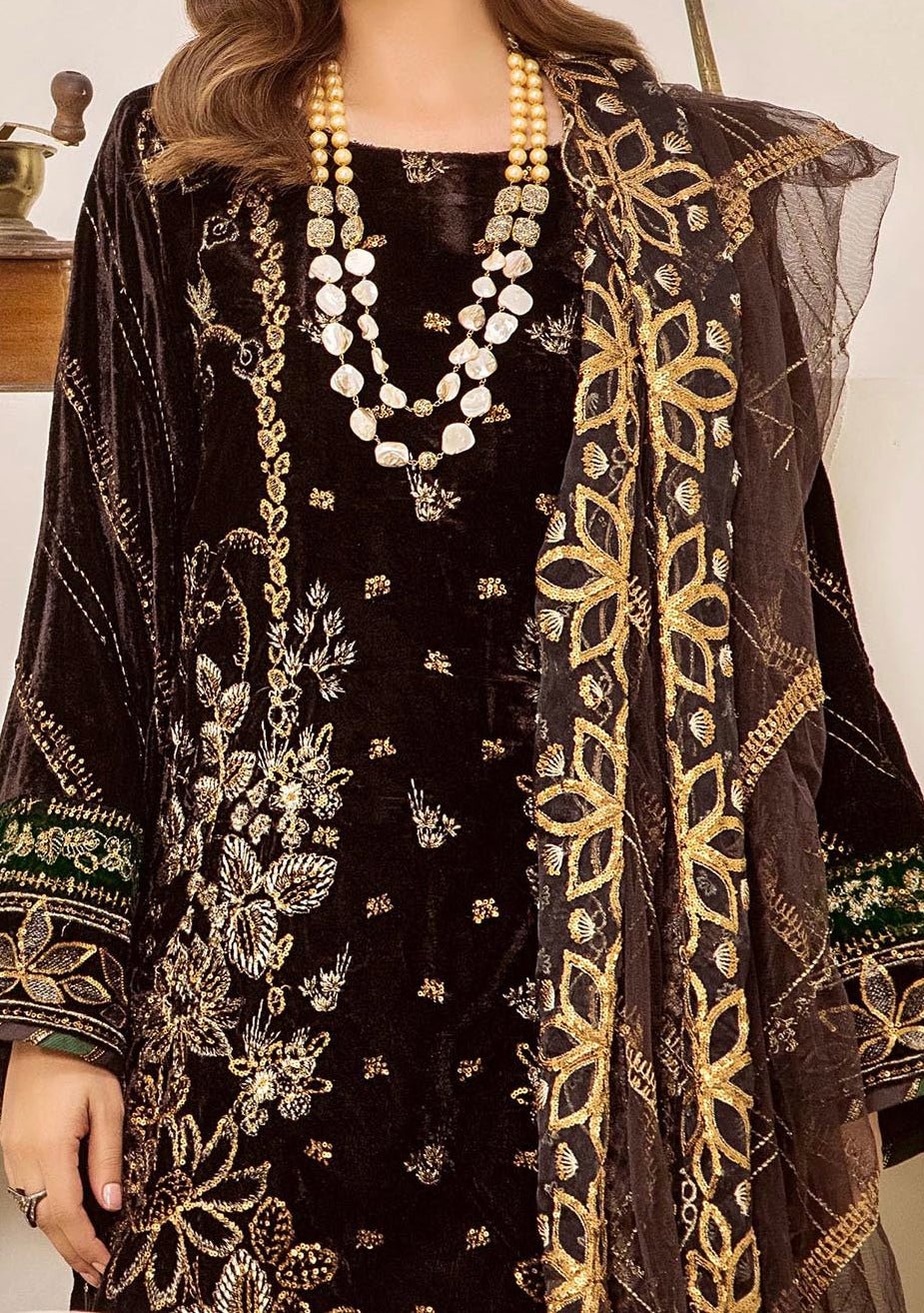 Adan's Libas Pakistani Velvet Luxury Dress - db27566