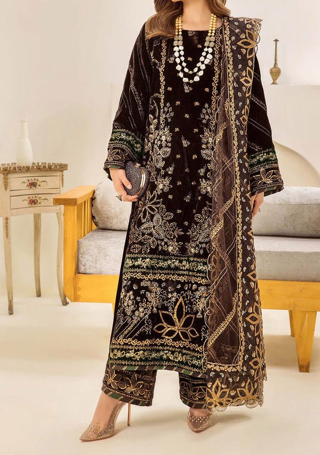 Adan's Libas Pakistani Velvet Luxury Dress - db27566