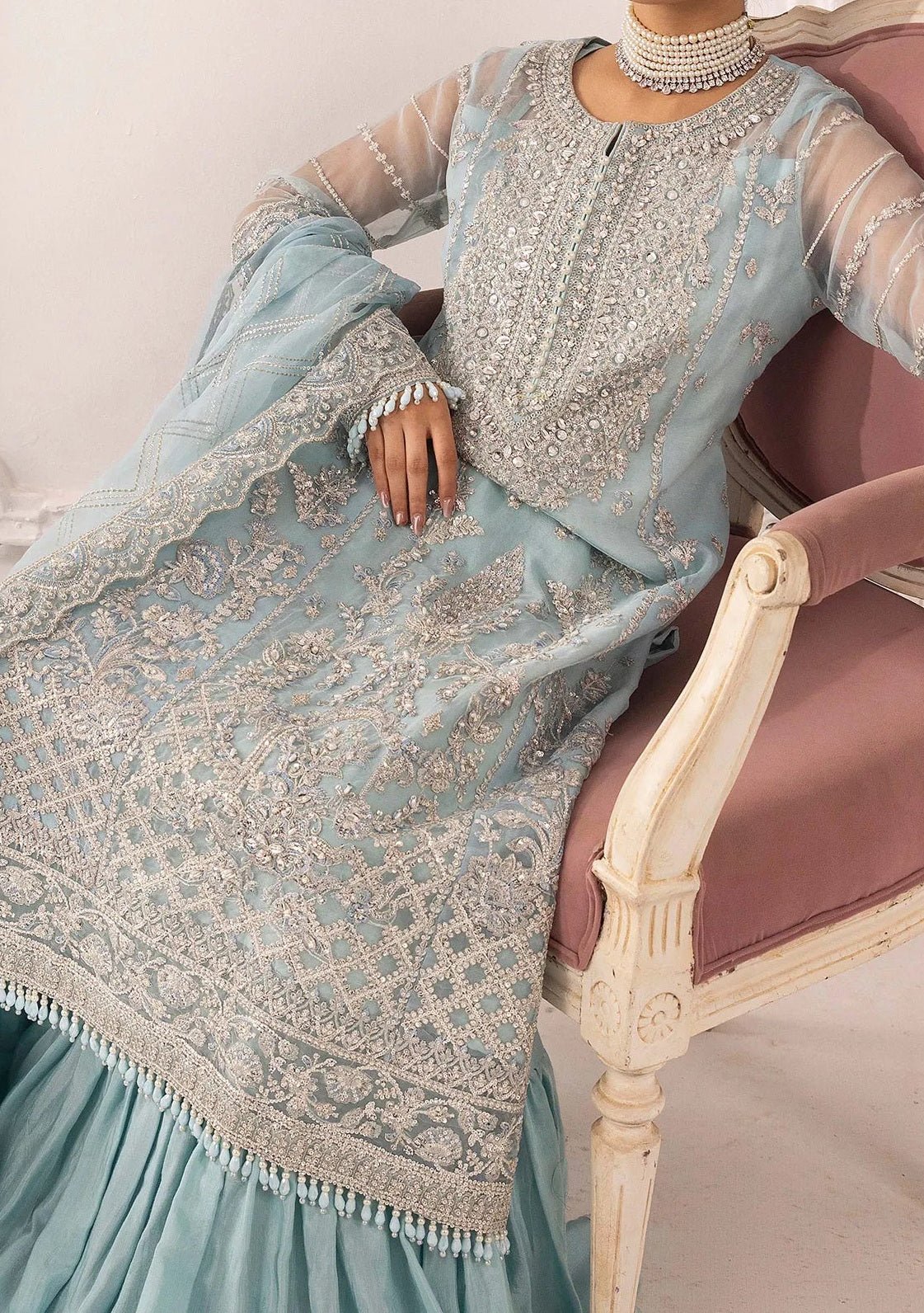 Adan's Libas Perfume Pakistani Luxury Organza Dress - db30298