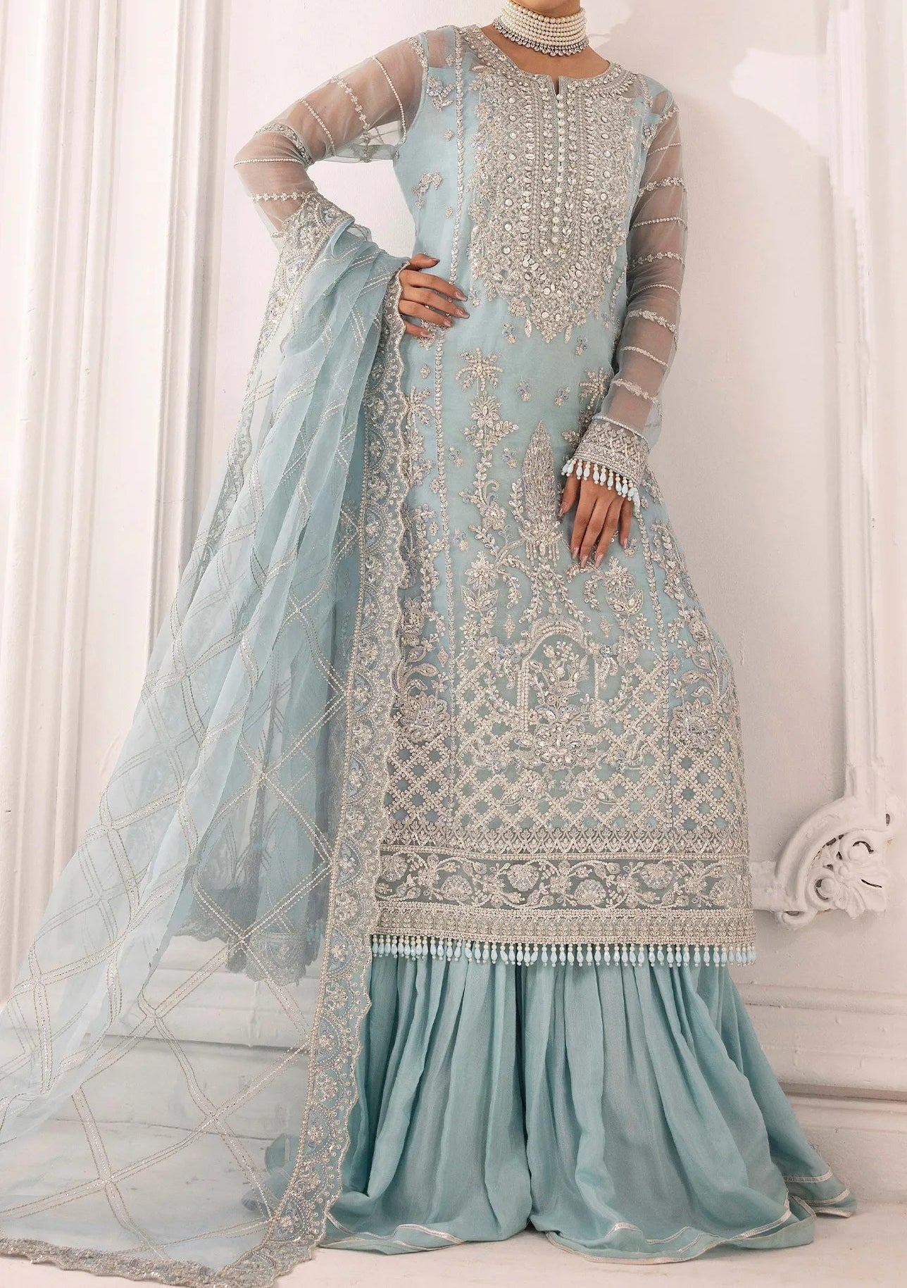 Adan's Libas Perfume Pakistani Luxury Organza Dress - db30298