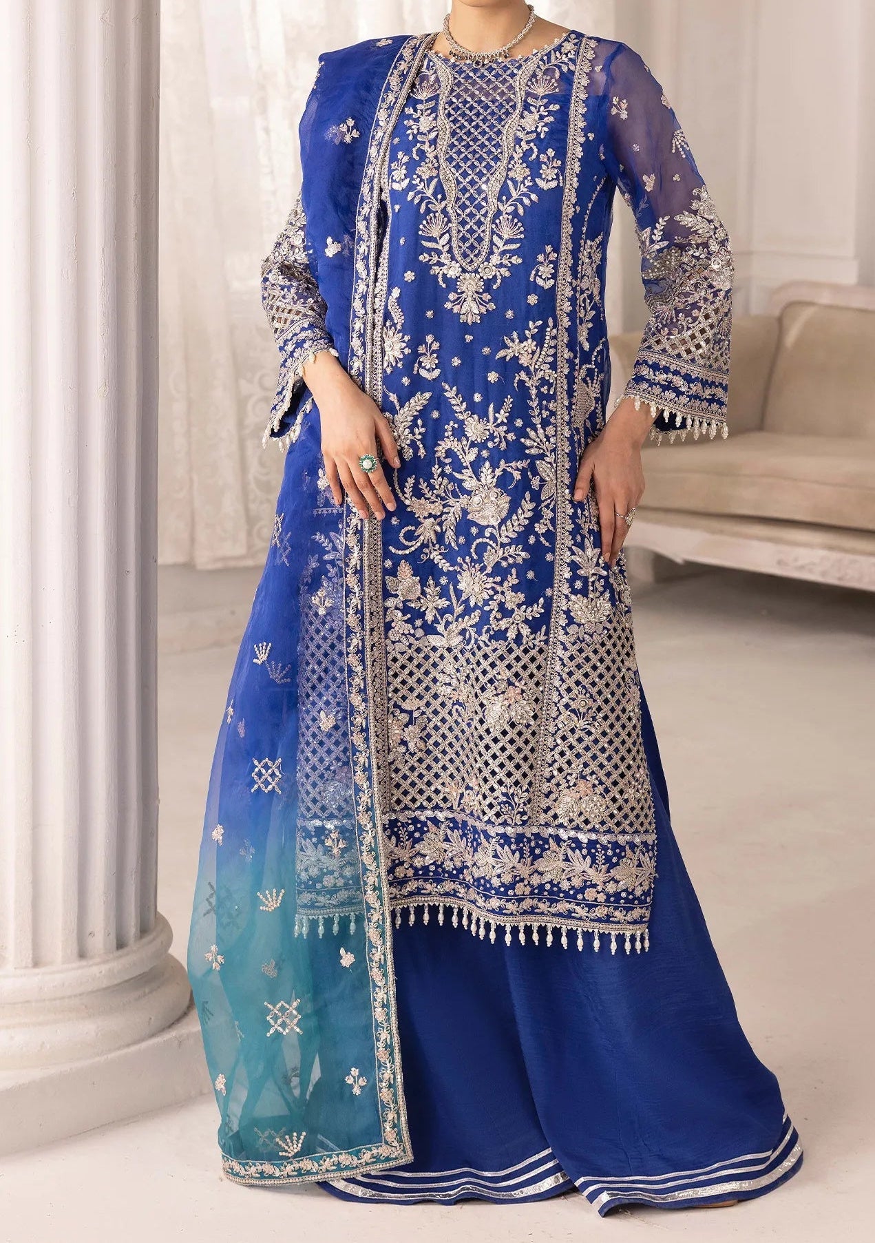 Adan's Libas Perfume Pakistani Luxury Organza Dress - db30294