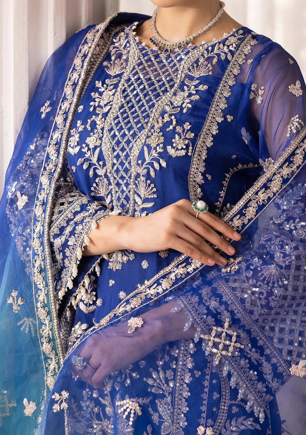 Adan's Libas Perfume Pakistani Luxury Organza Dress - db30294