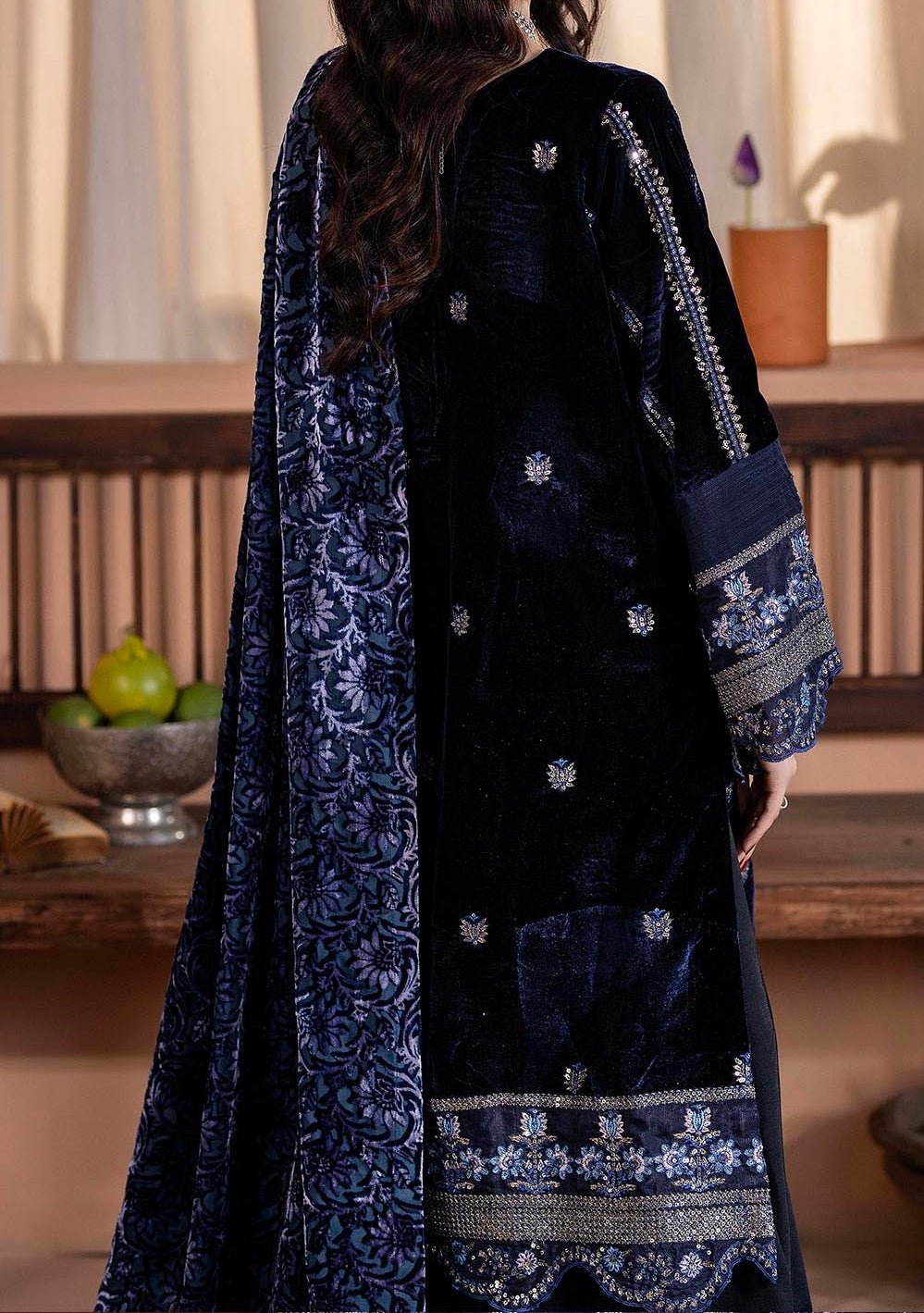 Adan's Libas Plachi Pakistani Velvet Dress - db27737