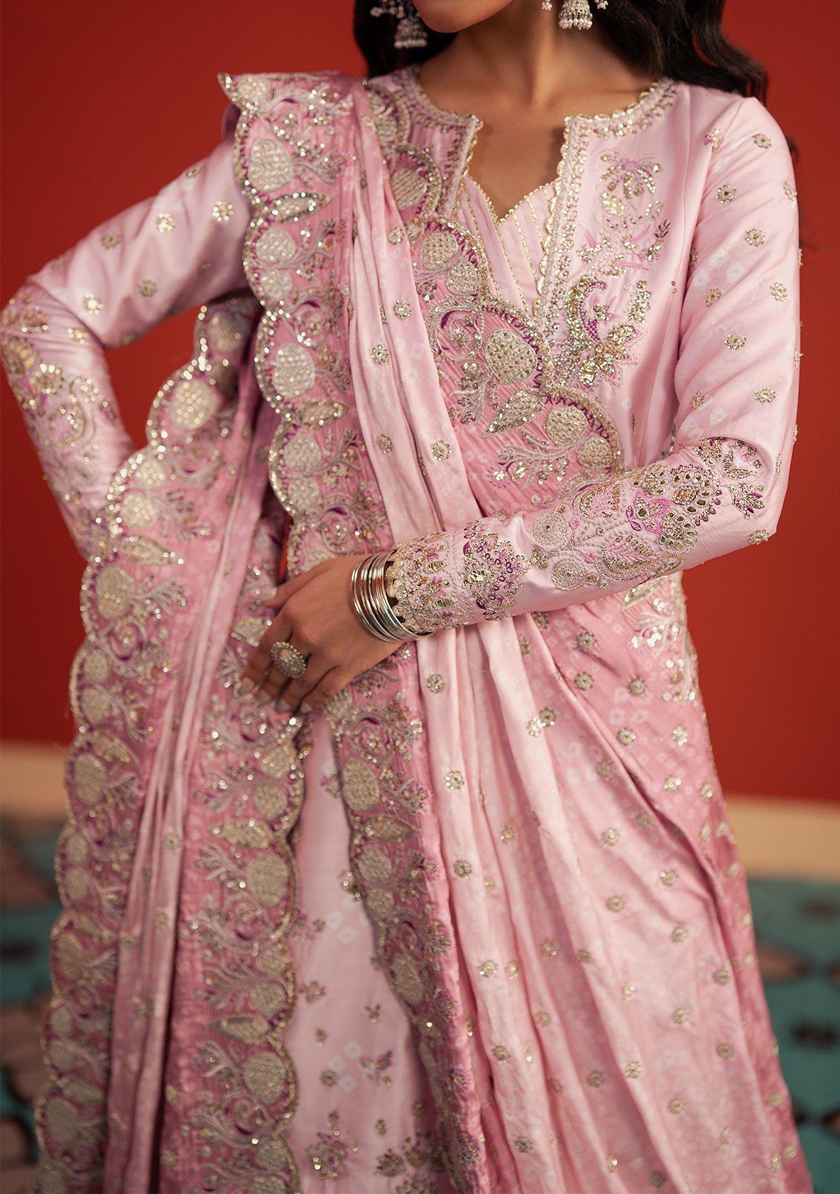 Afrozeh Divani Pakistani Luxury Silk Dress - db30405