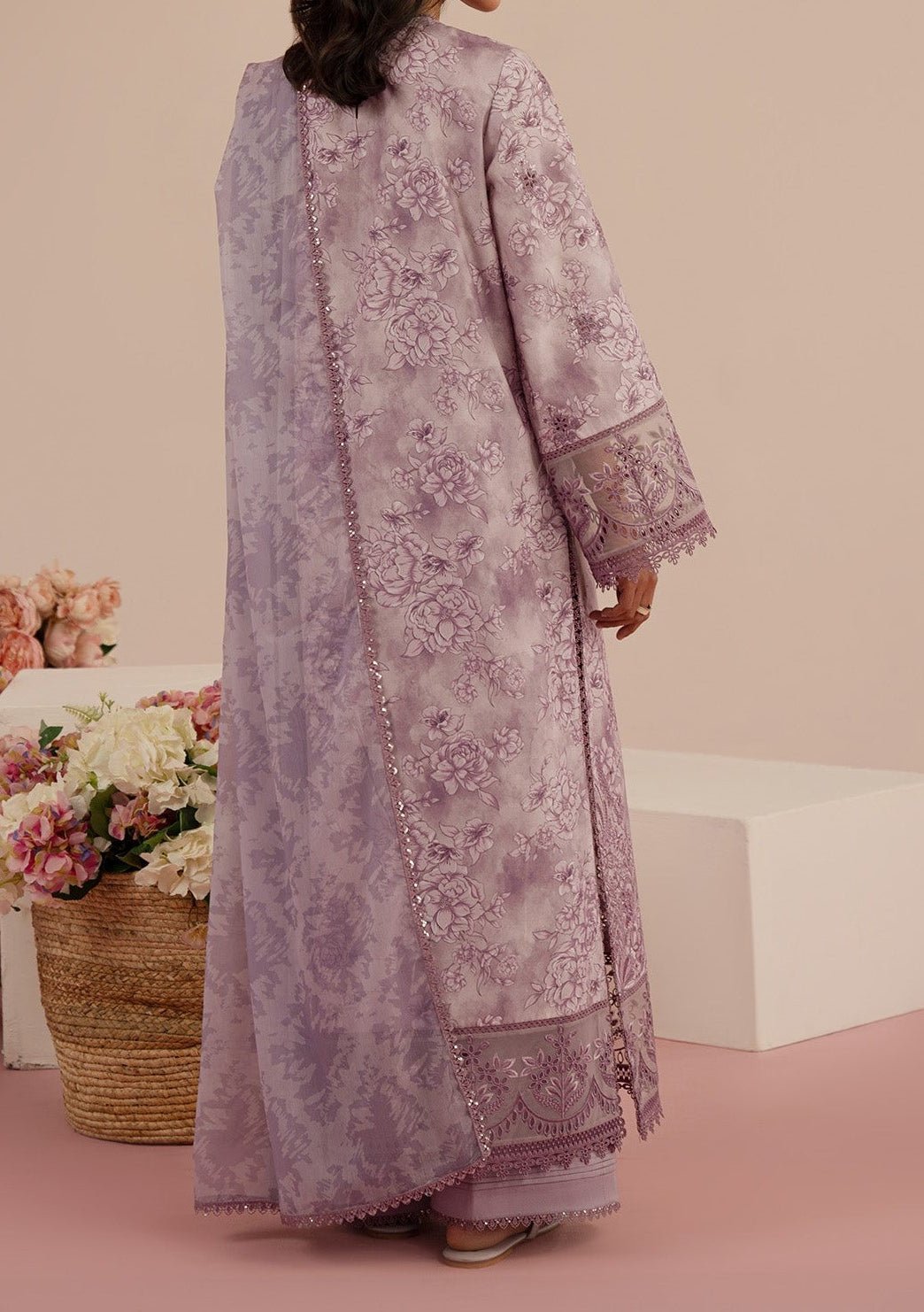 Afrozeh Floral Charm Pakistani Luxury Lawn Dress - db28146