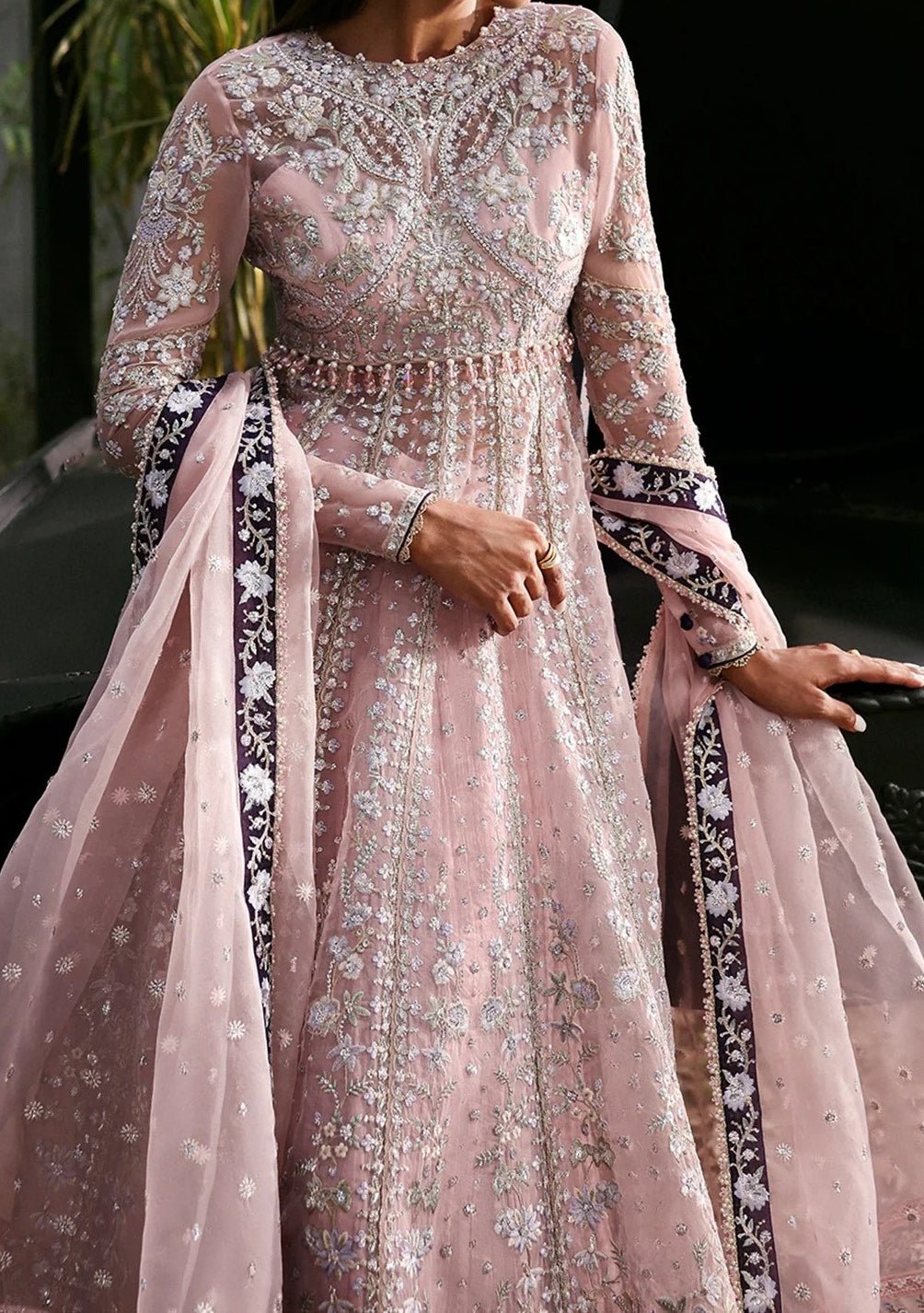 Afrozeh La Fuchsia Pakistani Luxury Anarkali - db29926