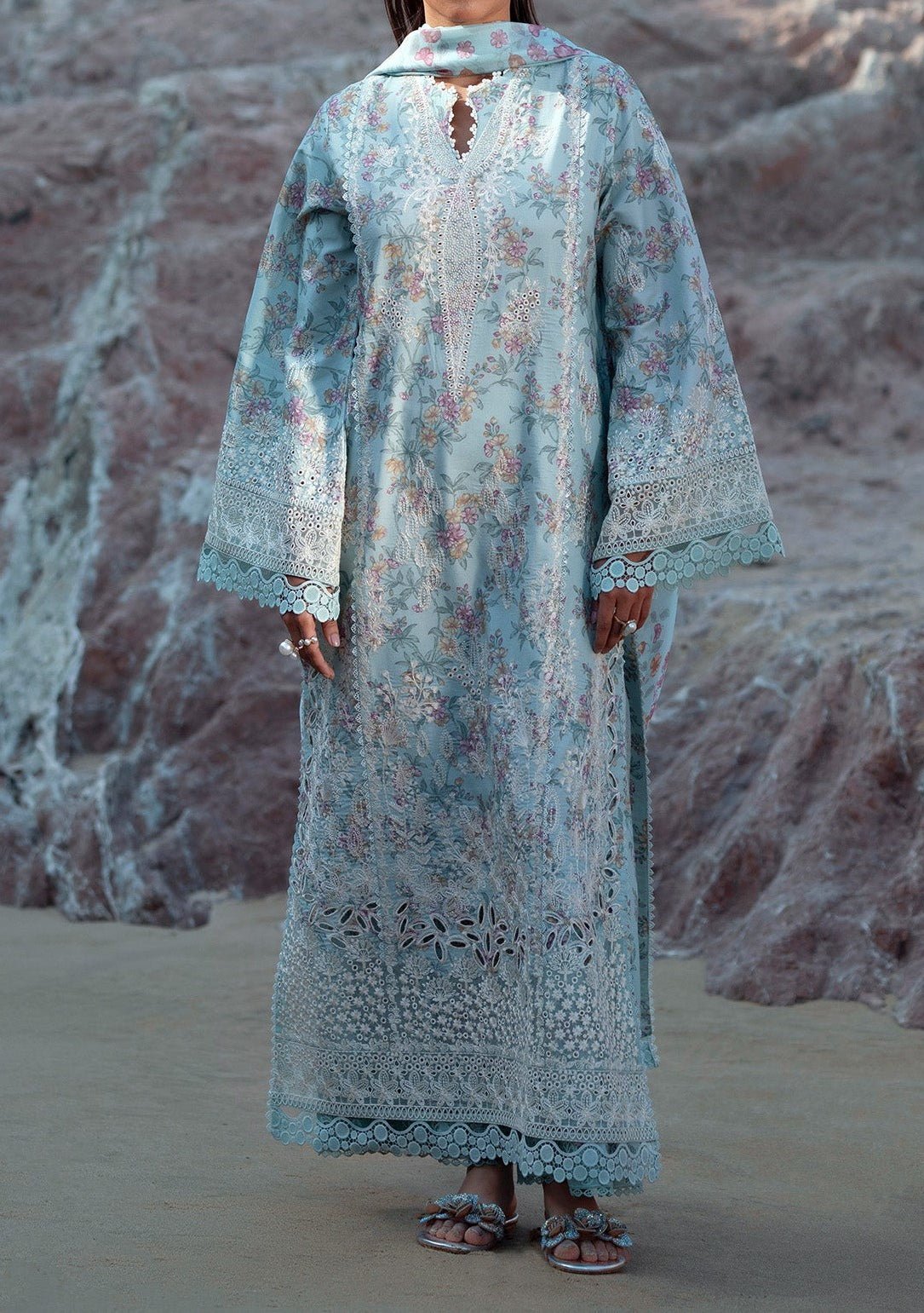 Afrozeh Summer Together Pakistani Lawn Dress - db28328