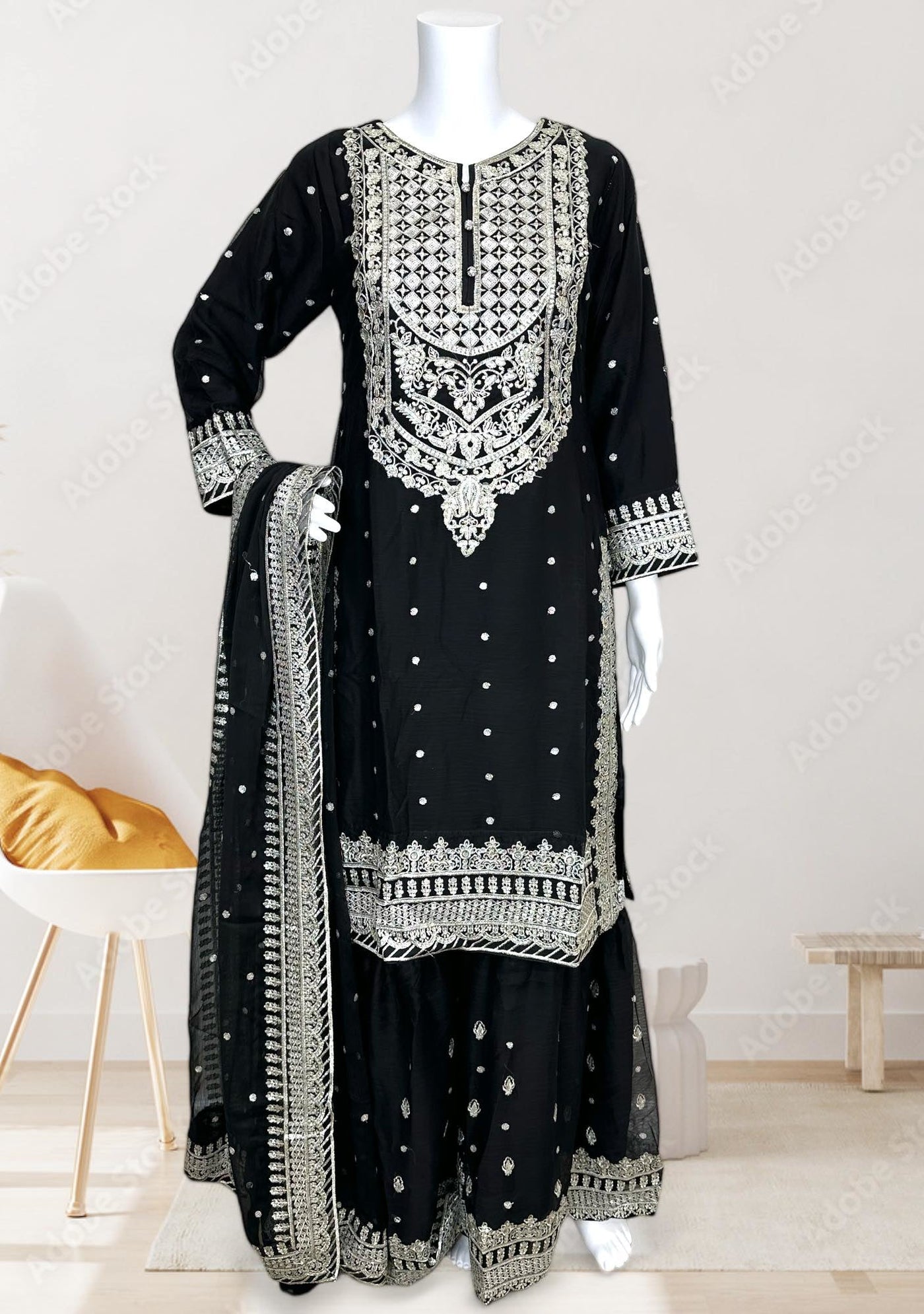 Asim Jofa Replica Embroidered Chiffon Dress - db25276