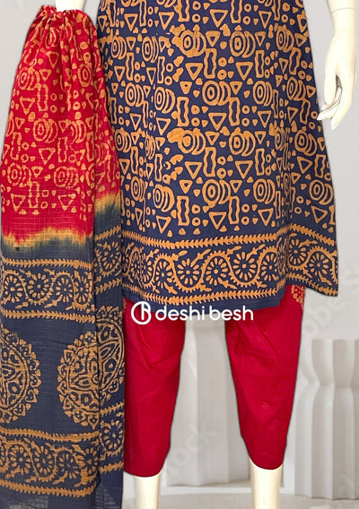 Batik Printed Everyday Use Cotton Salwar Suit - db26420