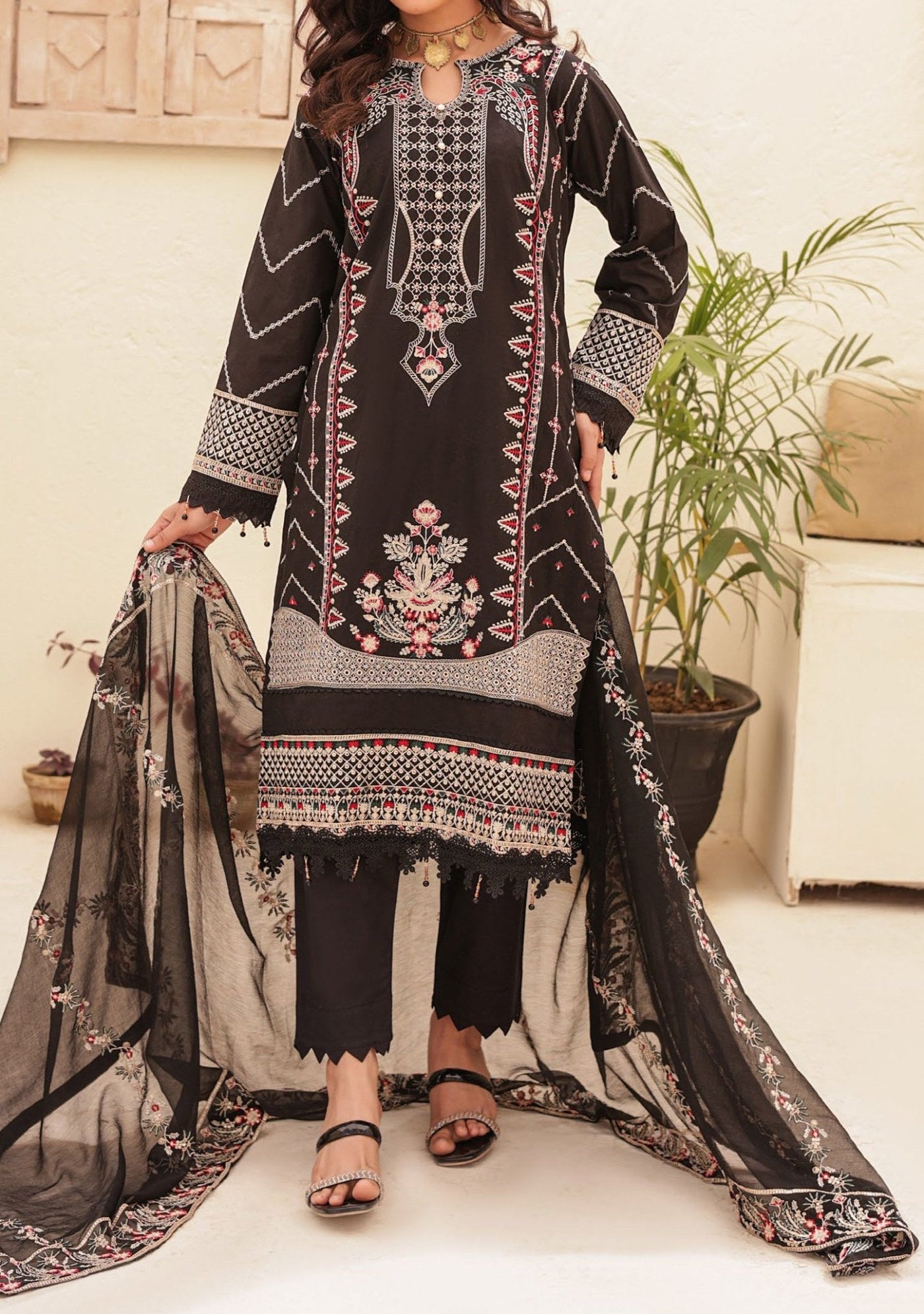 Bella Ready Made Pakistani Heavy Embroidered Lawn Dress - db25855