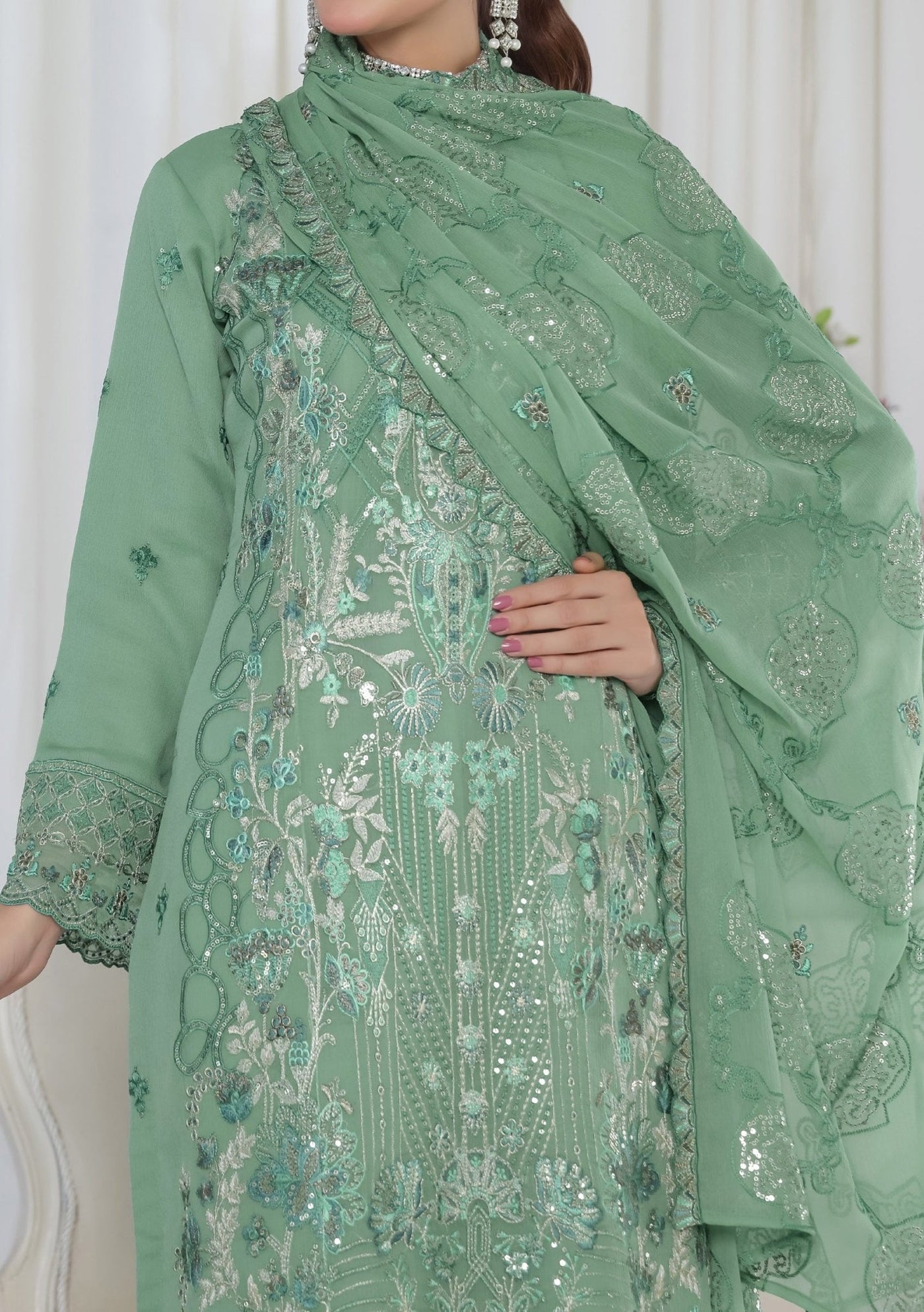 Bin Hameed Aafrin Luxury Embroidered Chiffon Dress - db30223