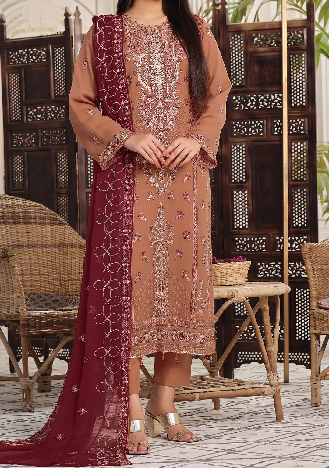 Bin Hameed Alishba Heavy Embroidered Chiffon Dress - db26201