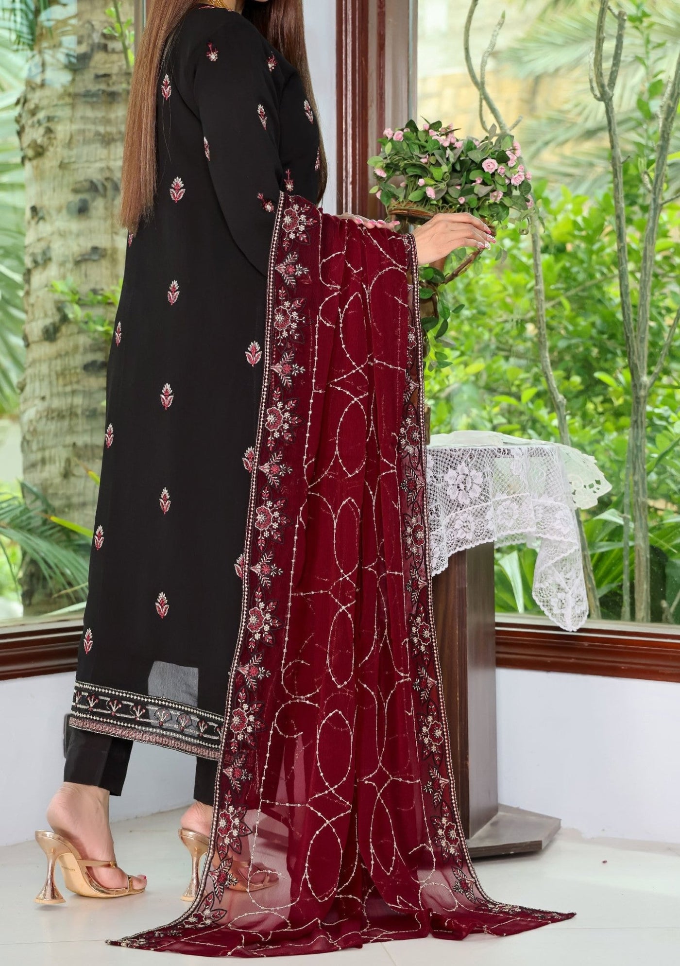 Bin Hameed Arzu Heavy Embroidered Chiffon Dress - db26080