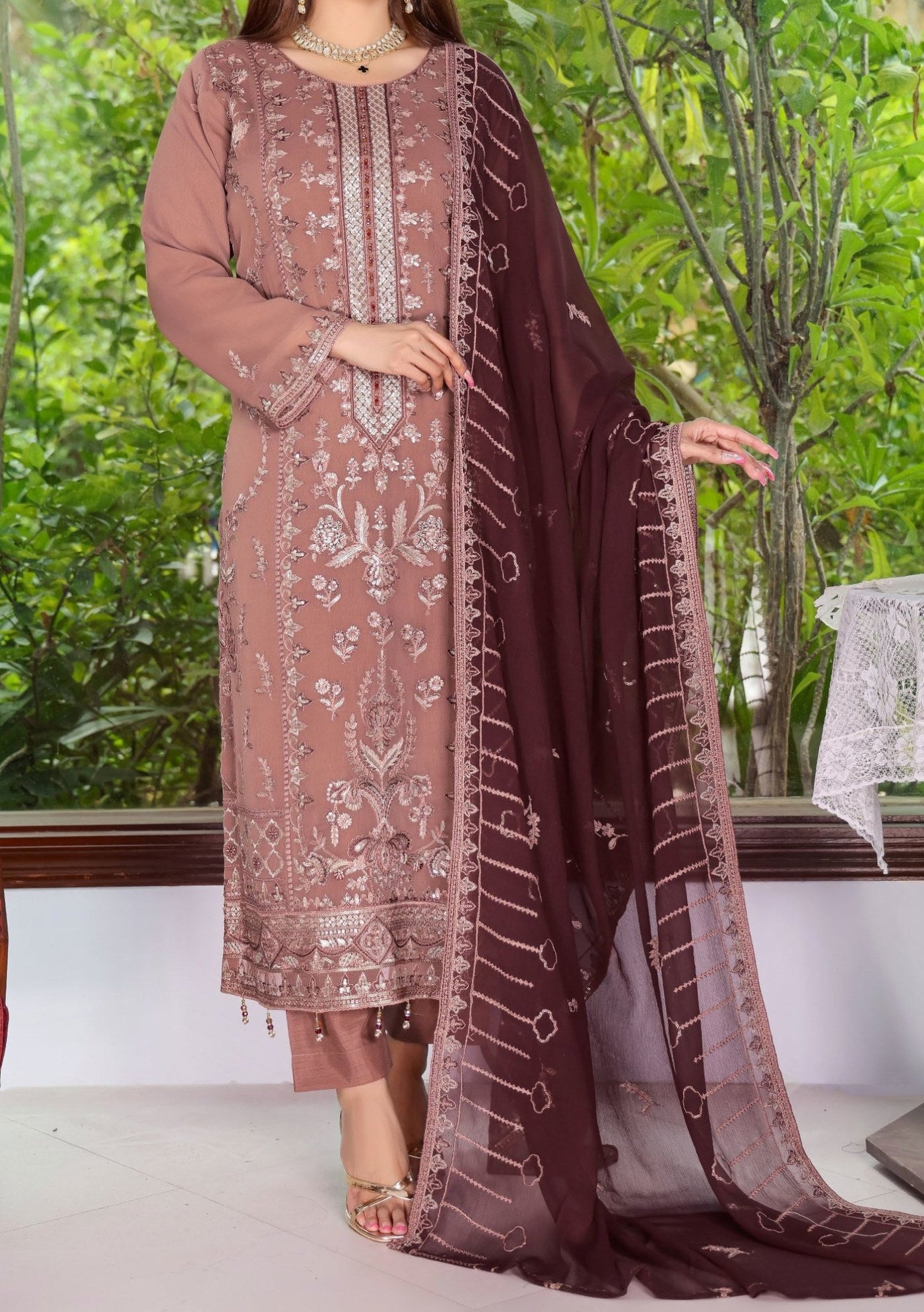 Bin Hameed Arzu Heavy Embroidered Chiffon Dress - db26082