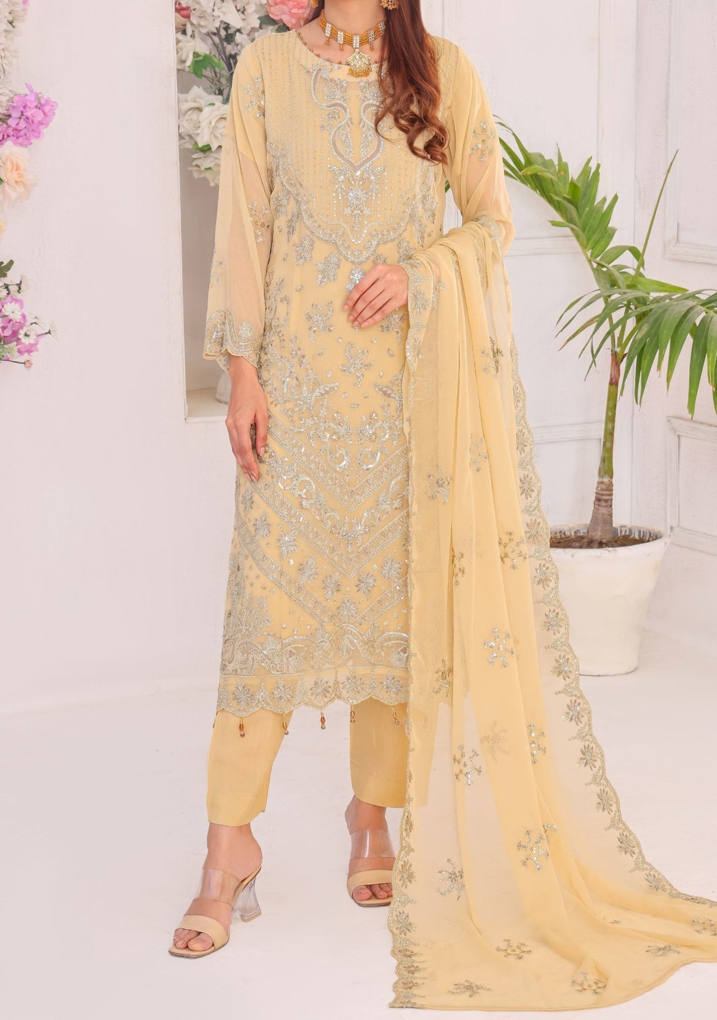 Bin Hameed Fabiha Heavy Embroidered Chiffon Dress - db25818