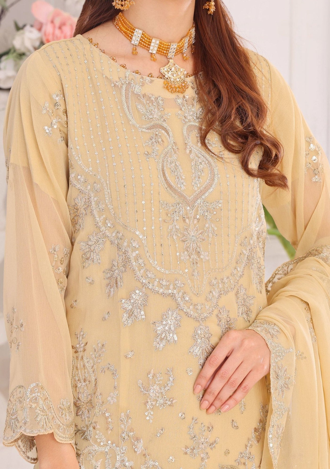 Bin Hameed Fabiha Heavy Embroidered Chiffon Dress - db25818