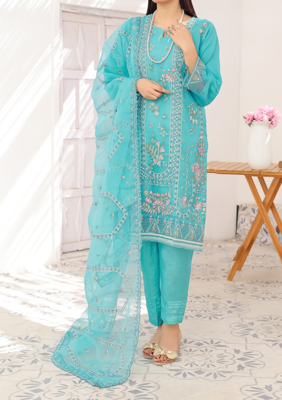 Bin Hameed Janan Heavy Embroidered Organza Dress - db28045