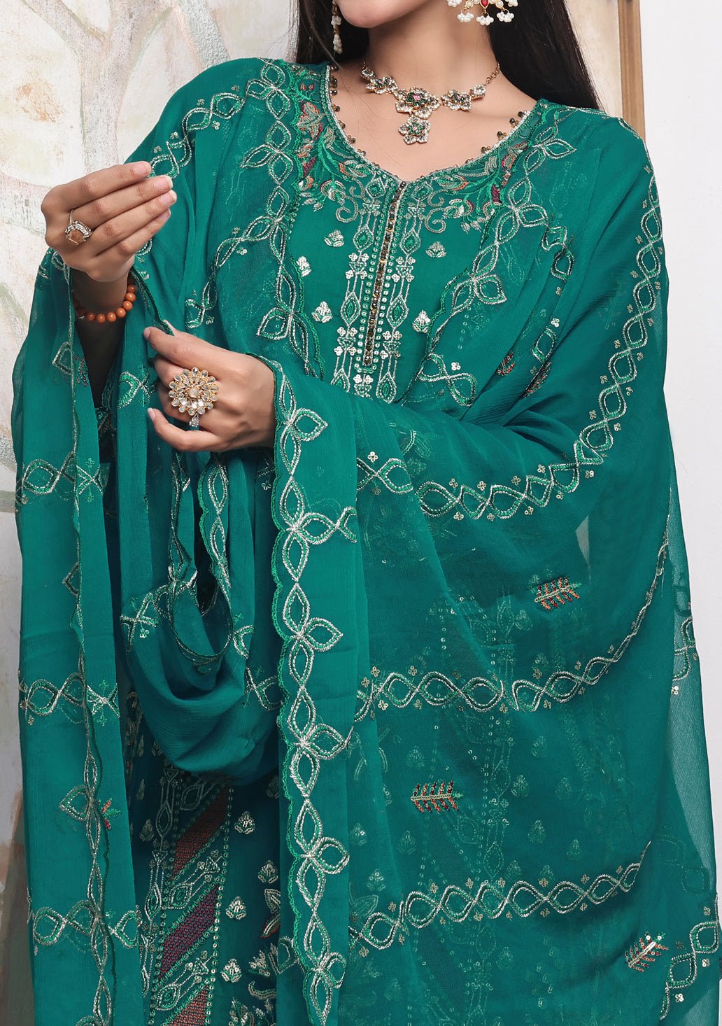 Bin Hameed Kushboo Heavy Embroidered Chiffon Dress - db25754