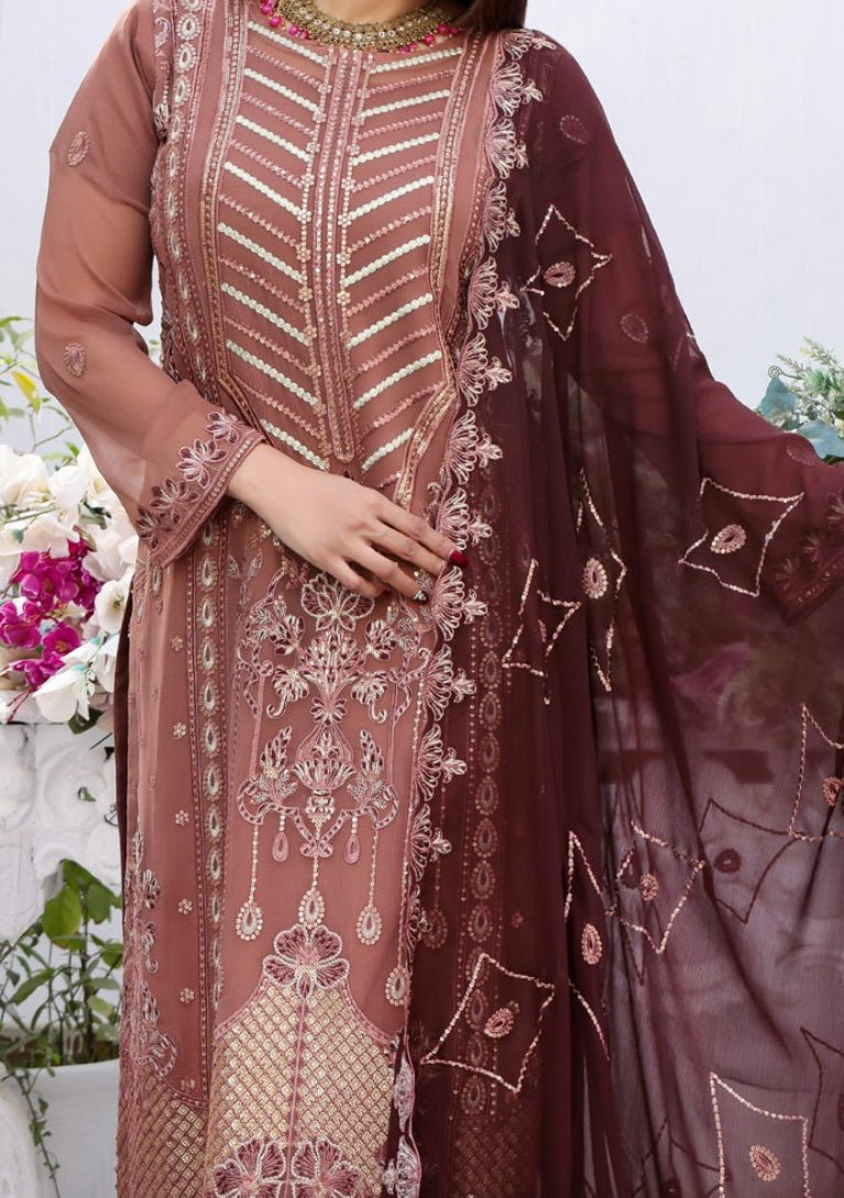 Bin Hameed Middhat Heavy Embroidered Chiffon Dress - db26188