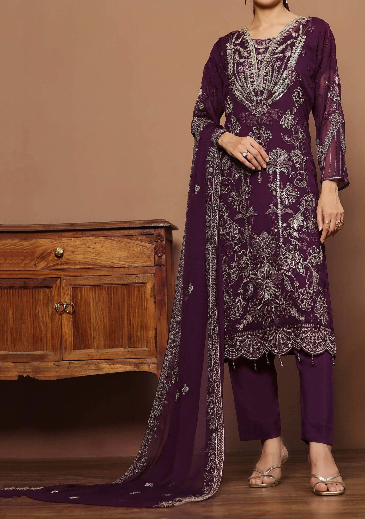 Bin Hameed Nashwa Luxury Embroidered Chiffon Dress - db27832