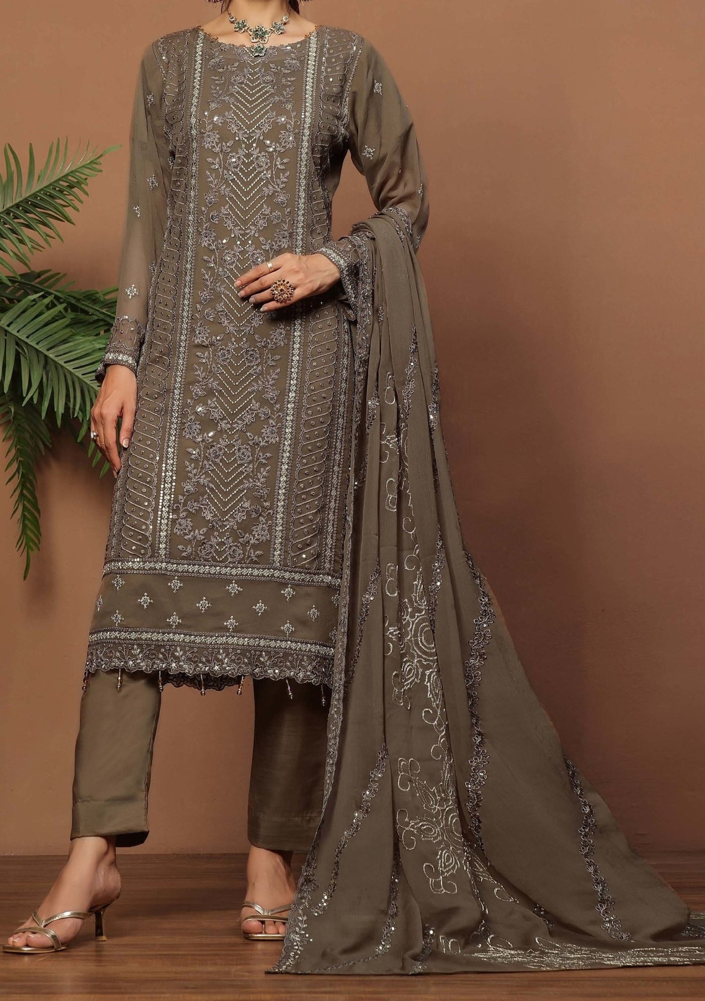 Bin Hameed Nashwa Luxury Embroidered Chiffon Dress - db27825