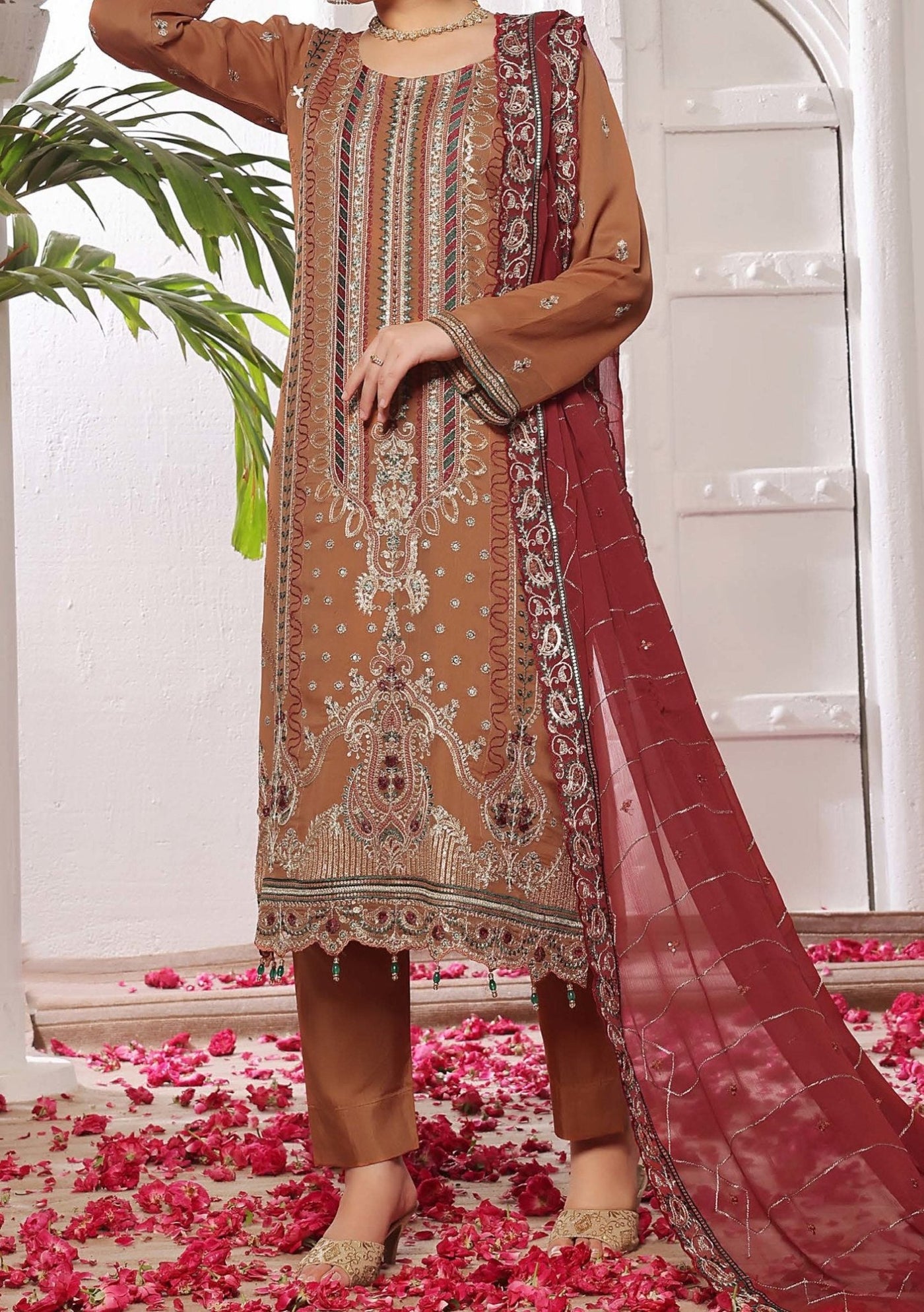 Bin Hameed Nazin Heavy Embroidered Chiffon Dress - db26497