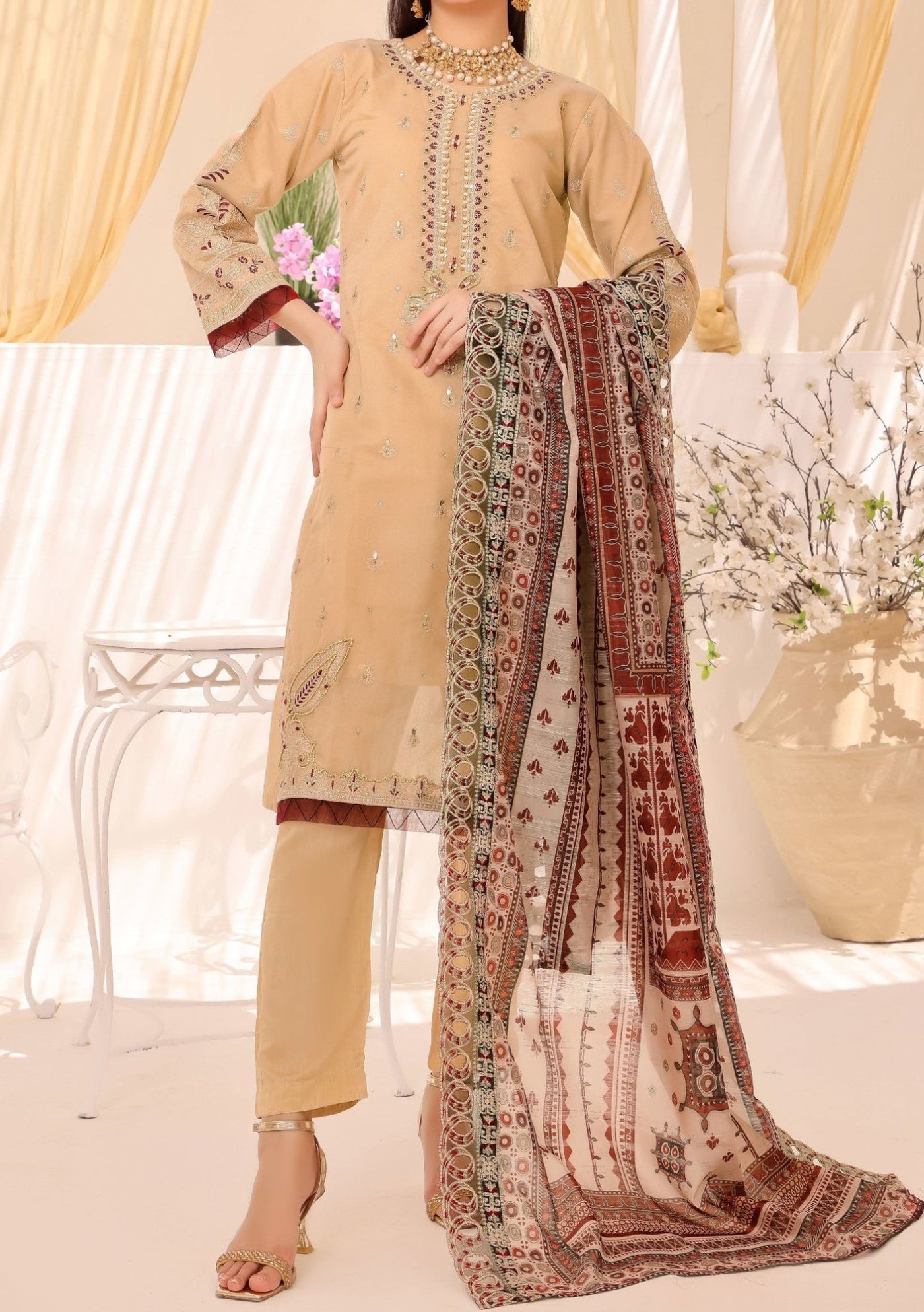 Bin Hameed Rang E Haya Heavy Embroidered Khaddi Net Dress - db25744