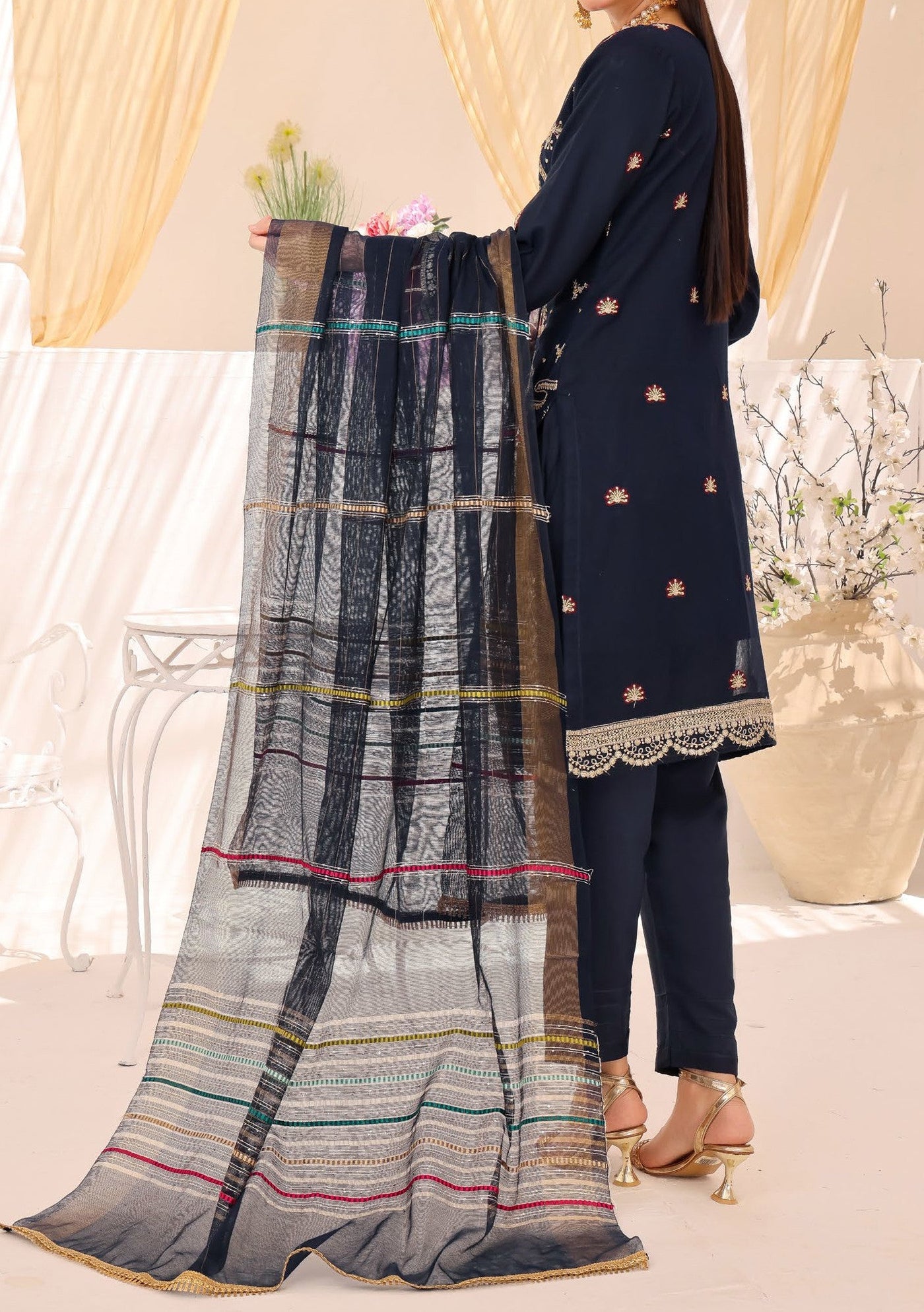 Bin Hameed Rang E Haya Heavy Embroidered Khaddi Net Dress - db25743