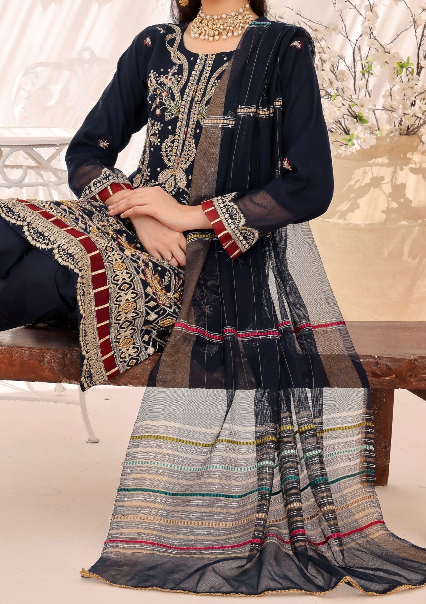 Bin Hameed Rang E Haya Heavy Embroidered Khaddi Net Dress - db25743
