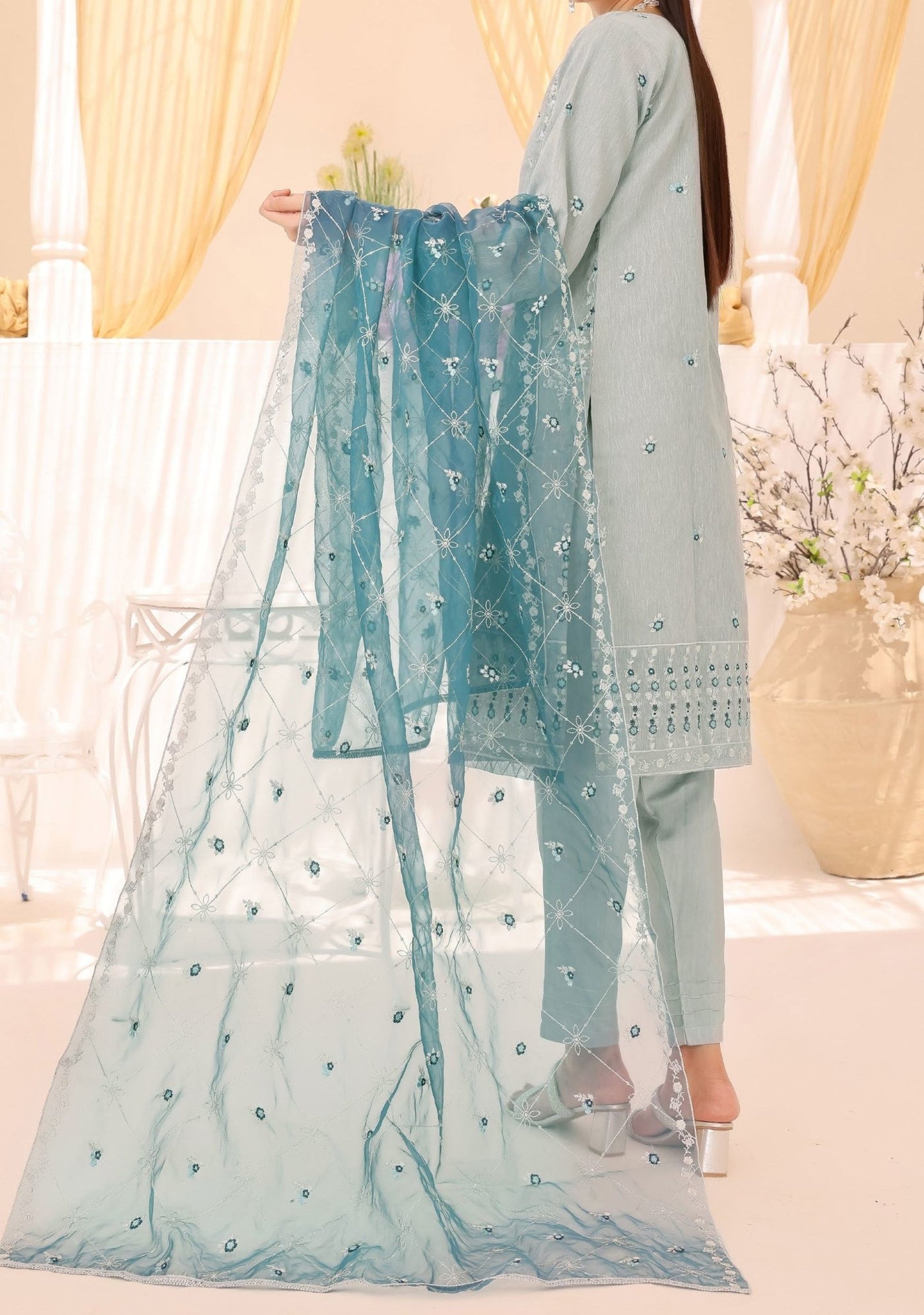 Bin Hameed Rang E Haya Heavy Embroidered Khaddi Net Dress - db25741