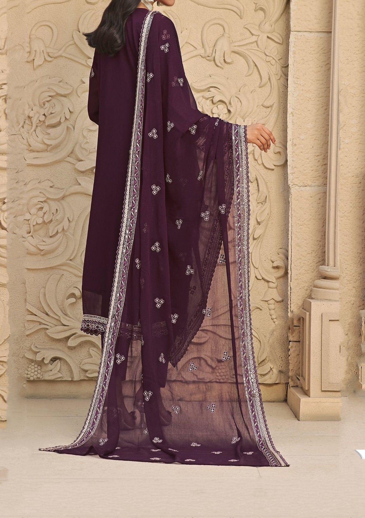 Bin Hameed Rina Luxury Embroidered Chiffon Dress - db27366