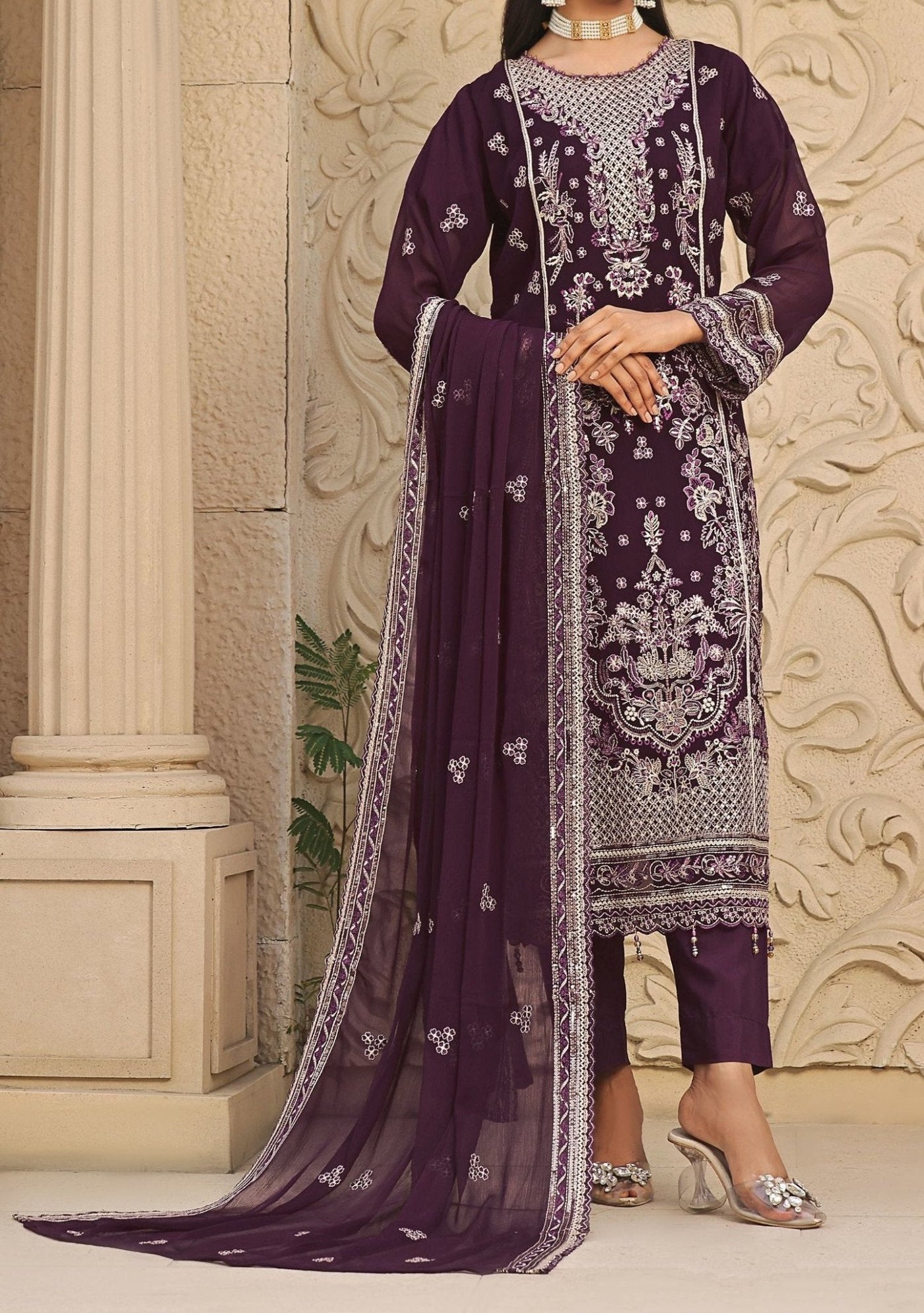 Bin Hameed Rina Luxury Embroidered Chiffon Dress - db27366