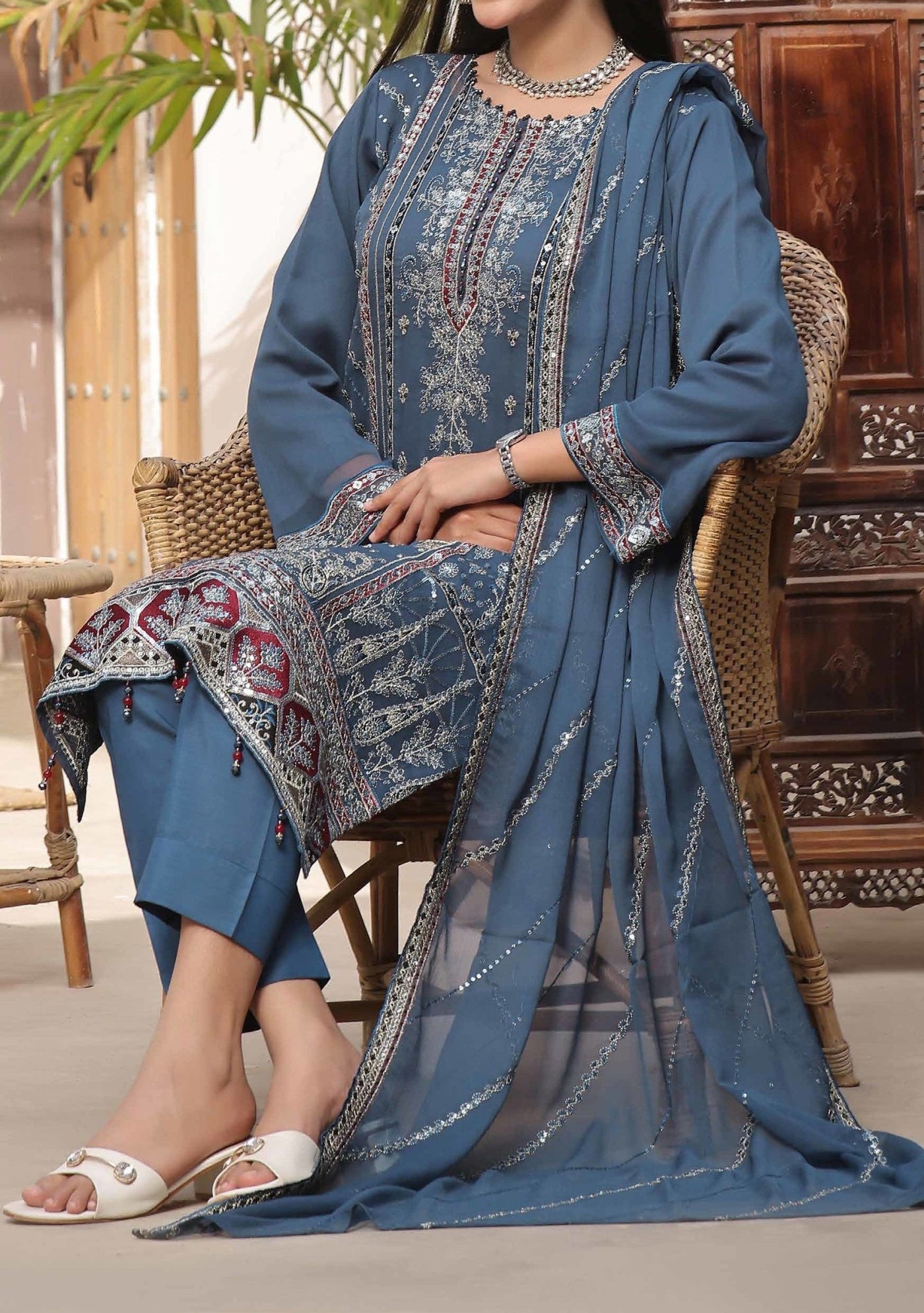 Bin Hameed Sifra Luxury Embroidered Chiffon Dress - db27690