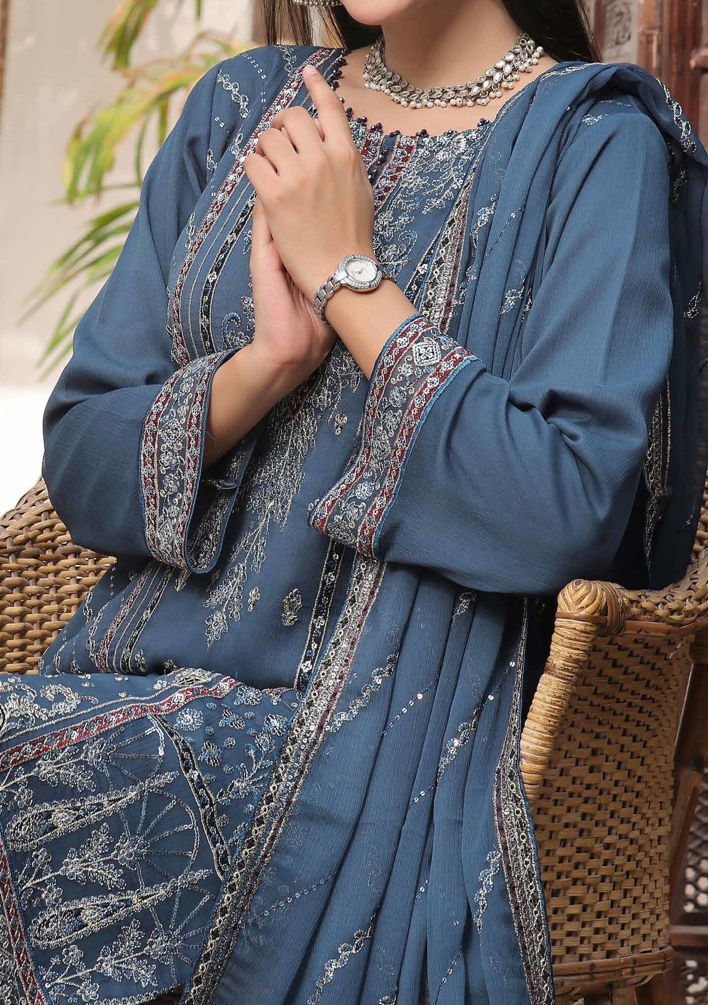 Bin Hameed Sifra Luxury Embroidered Chiffon Dress - db27690