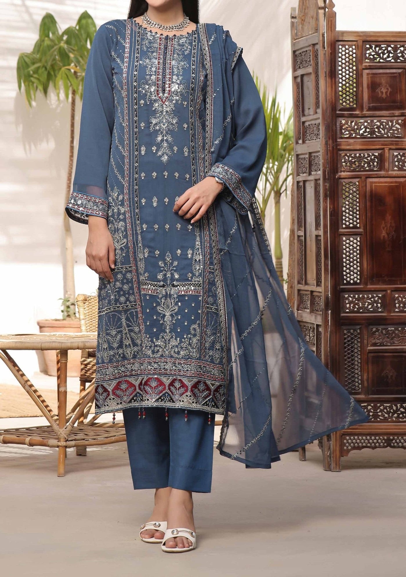 Bin Hameed Sifra Luxury Embroidered Chiffon Dress - db27690