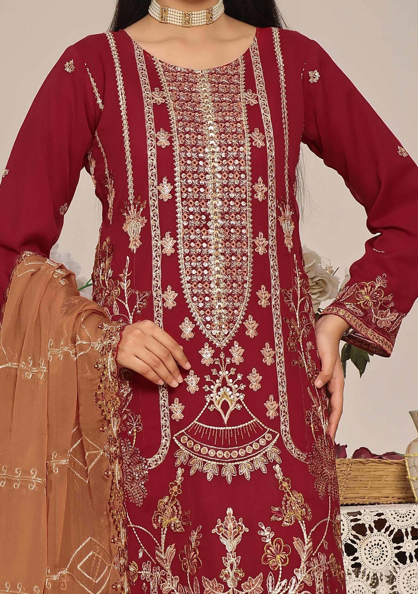 Bin Hameed Sifra Luxury Embroidered Chiffon Dress - db27698