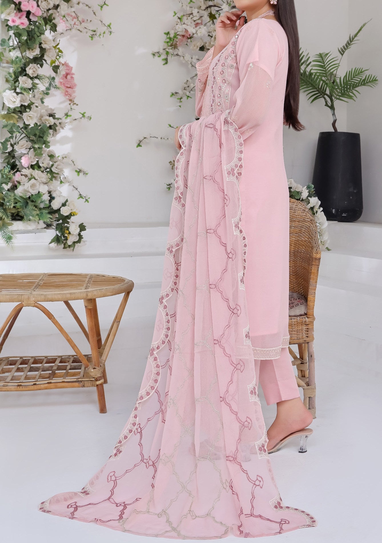 Bin Hameed Suffha Luxury Embroidered Chiffon Dress - db26668