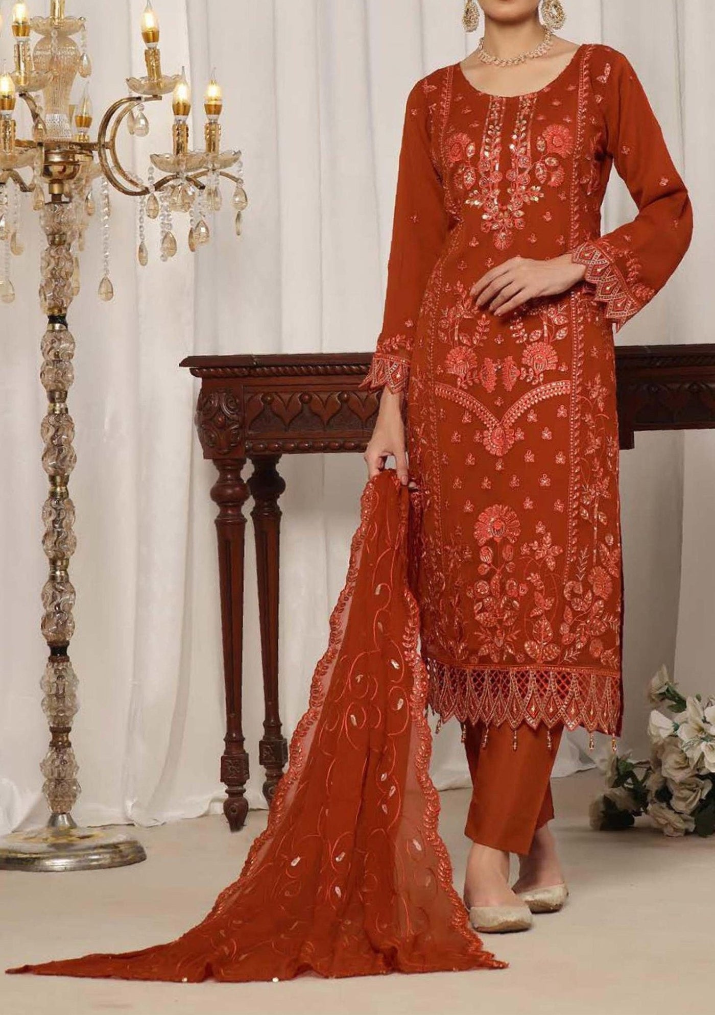 Bin Hameed Tania Luxury Embroidered Chiffon Dress - db28697