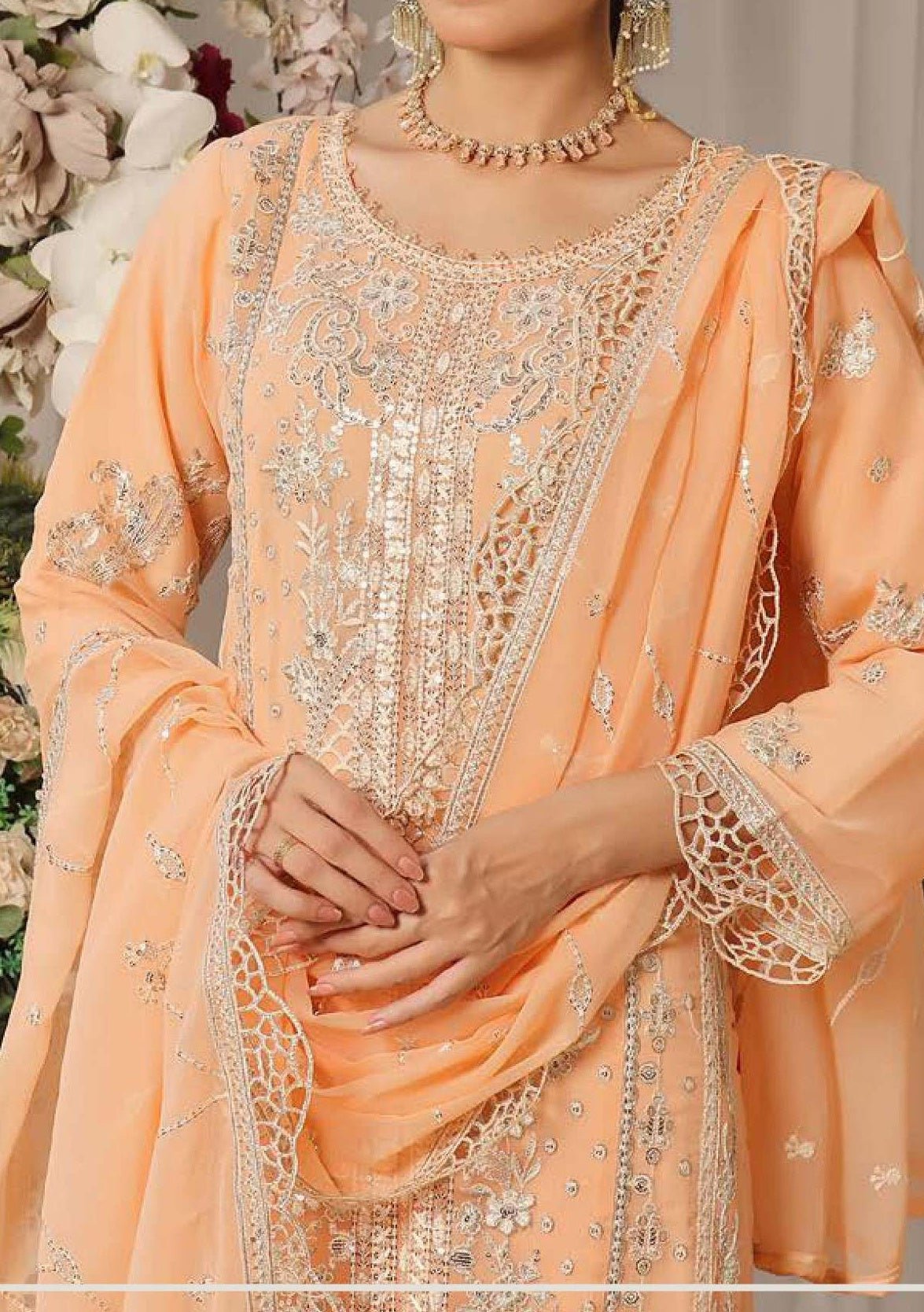 Bin Hameed Tania Luxury Embroidered Chiffon Dress - db28700