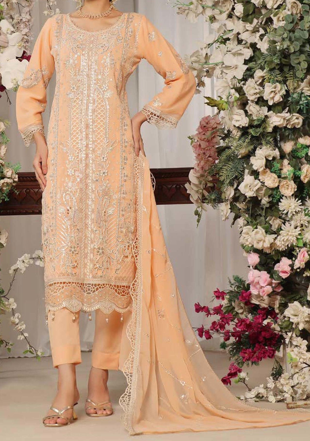 Bin Hameed Tania Luxury Embroidered Chiffon Dress - db28700