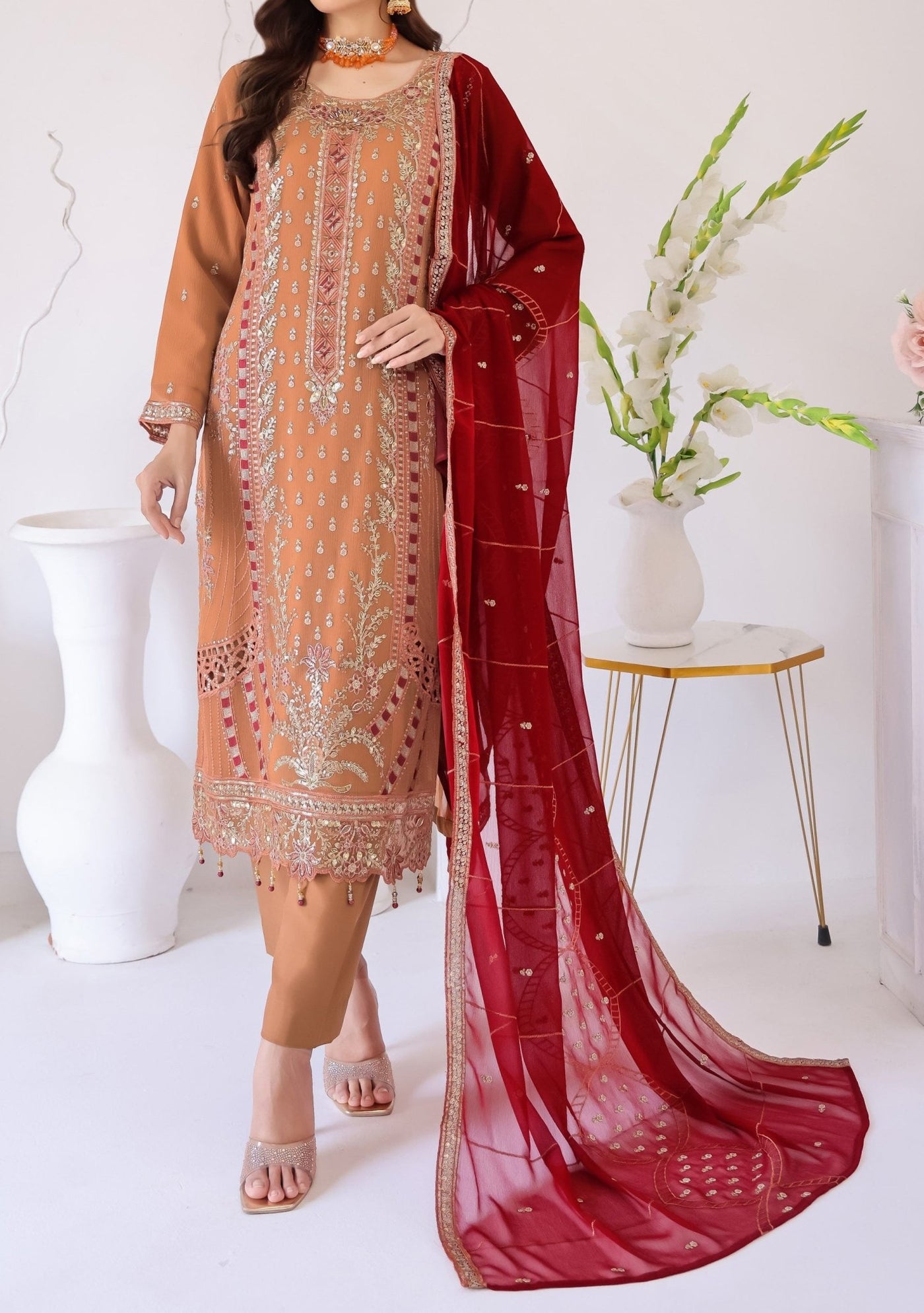 Bin Hameed Zhikar Luxury Embroidered Chiffon Dress - db27929