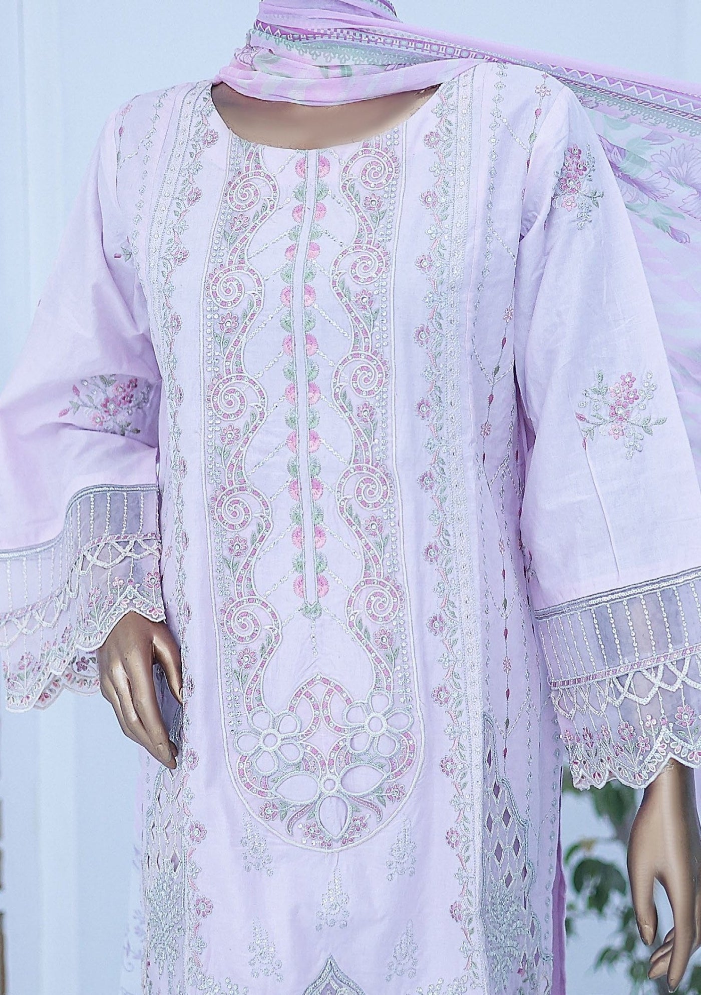 Bin Saeed Ready Made Embroidered Cotton Dress - db27119