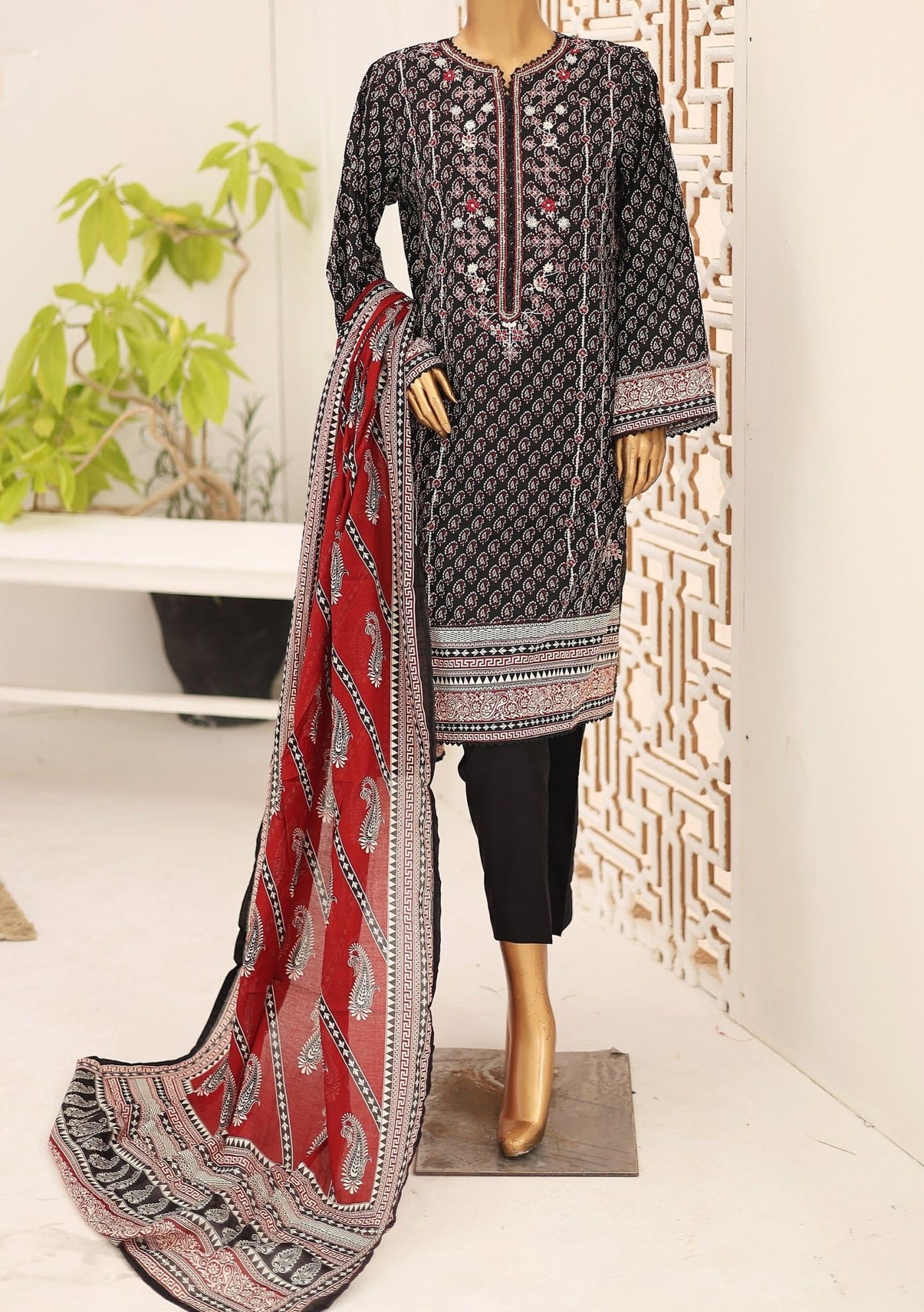 Bin Saeed Ready Made Embroidered Cotton Dress - db26761