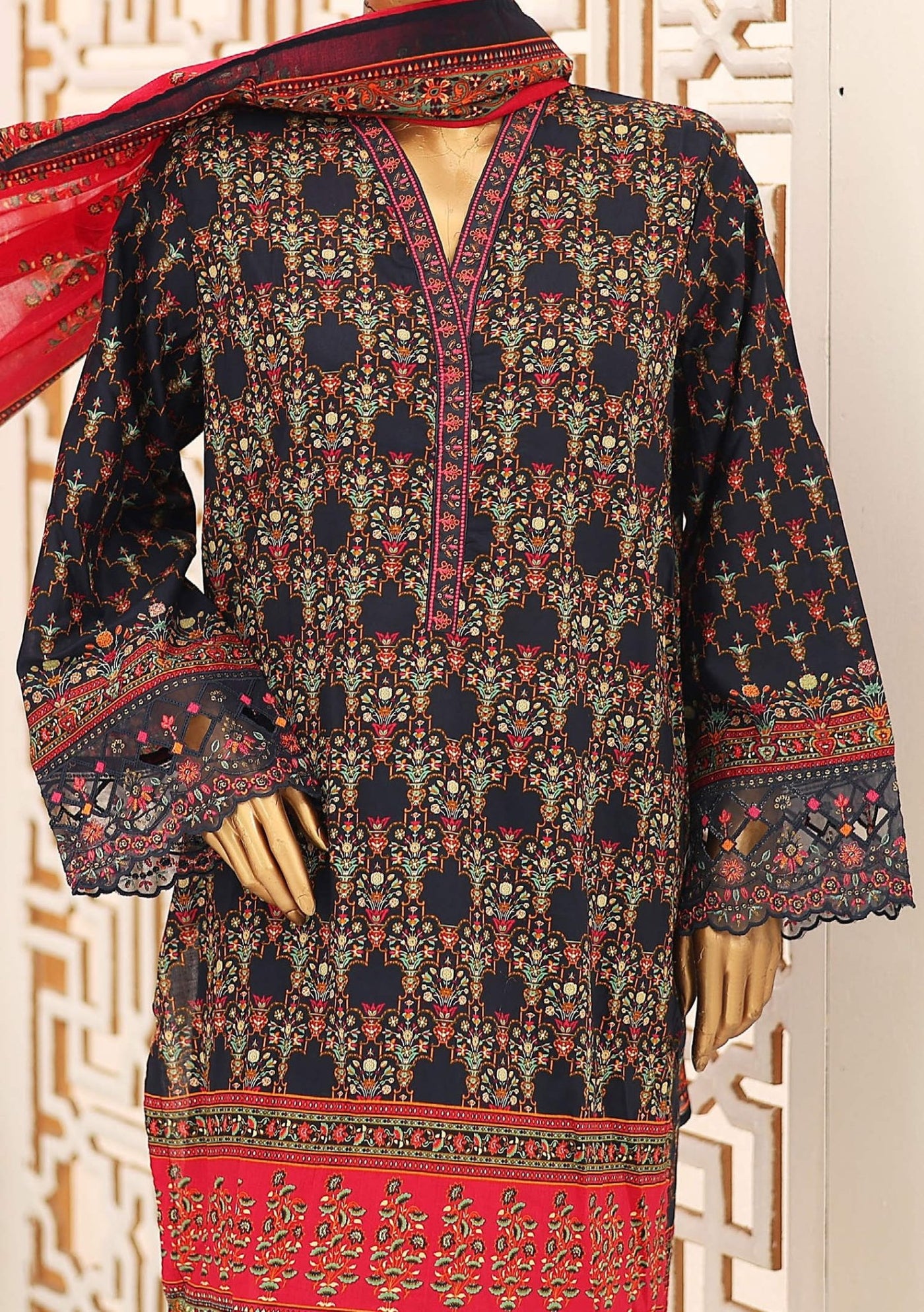 Bin Saeed Ready Made Embroidered Cotton Dress - db26757