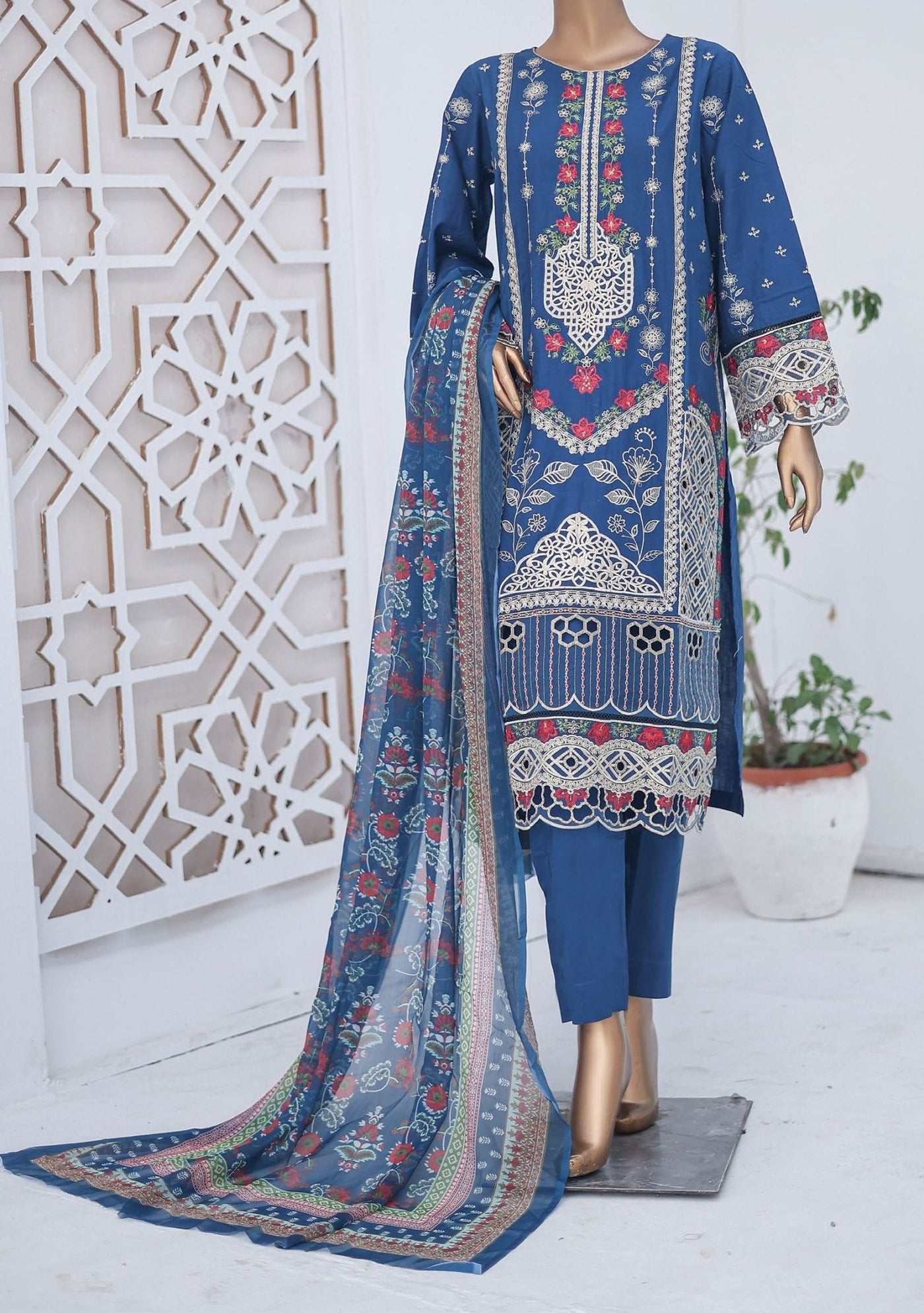 Bin Saeed Ready Made Embroidered Cotton Dress - db27116