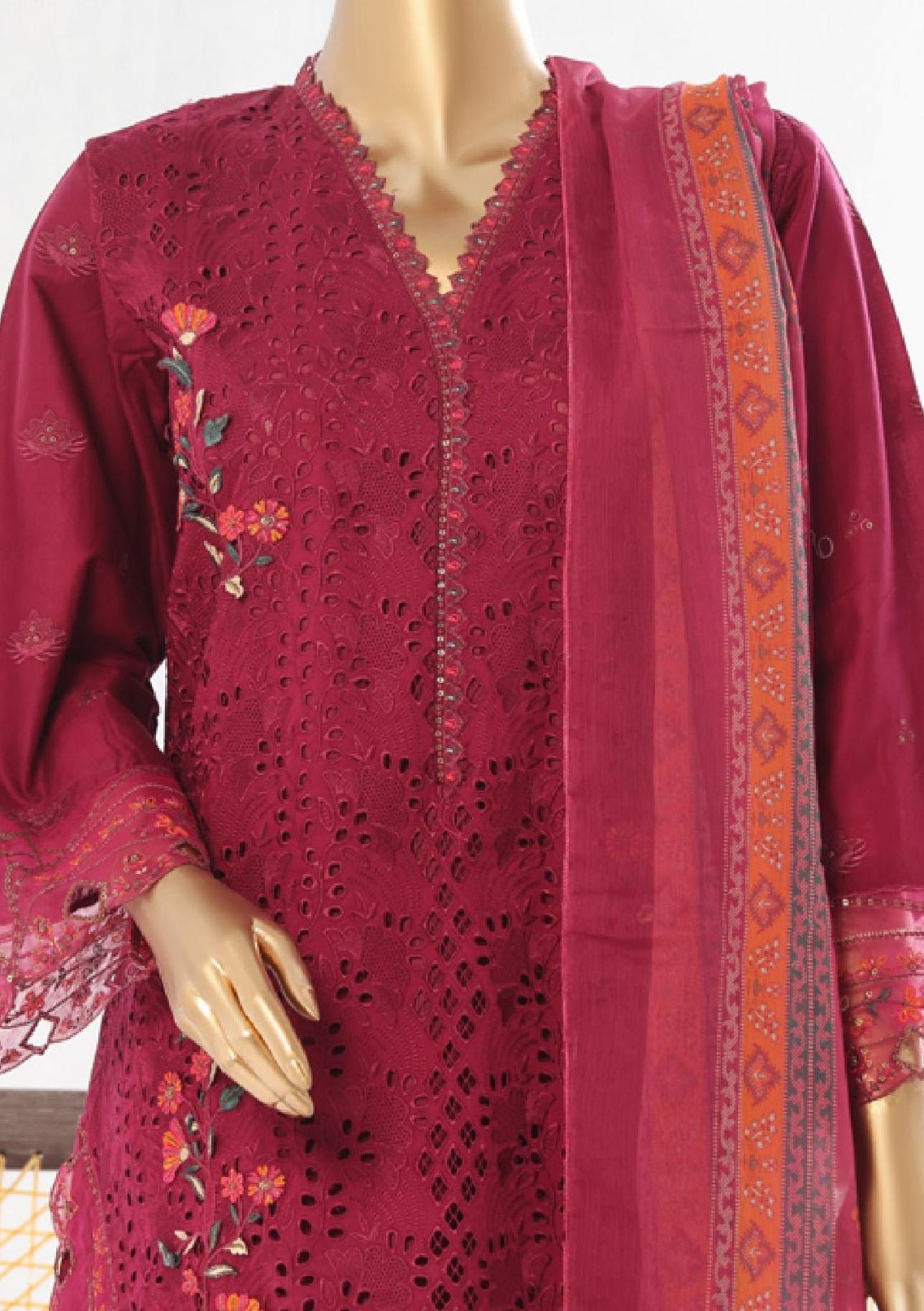 Bin Saeed Ready Made Embroidered Cotton Dress - db28753