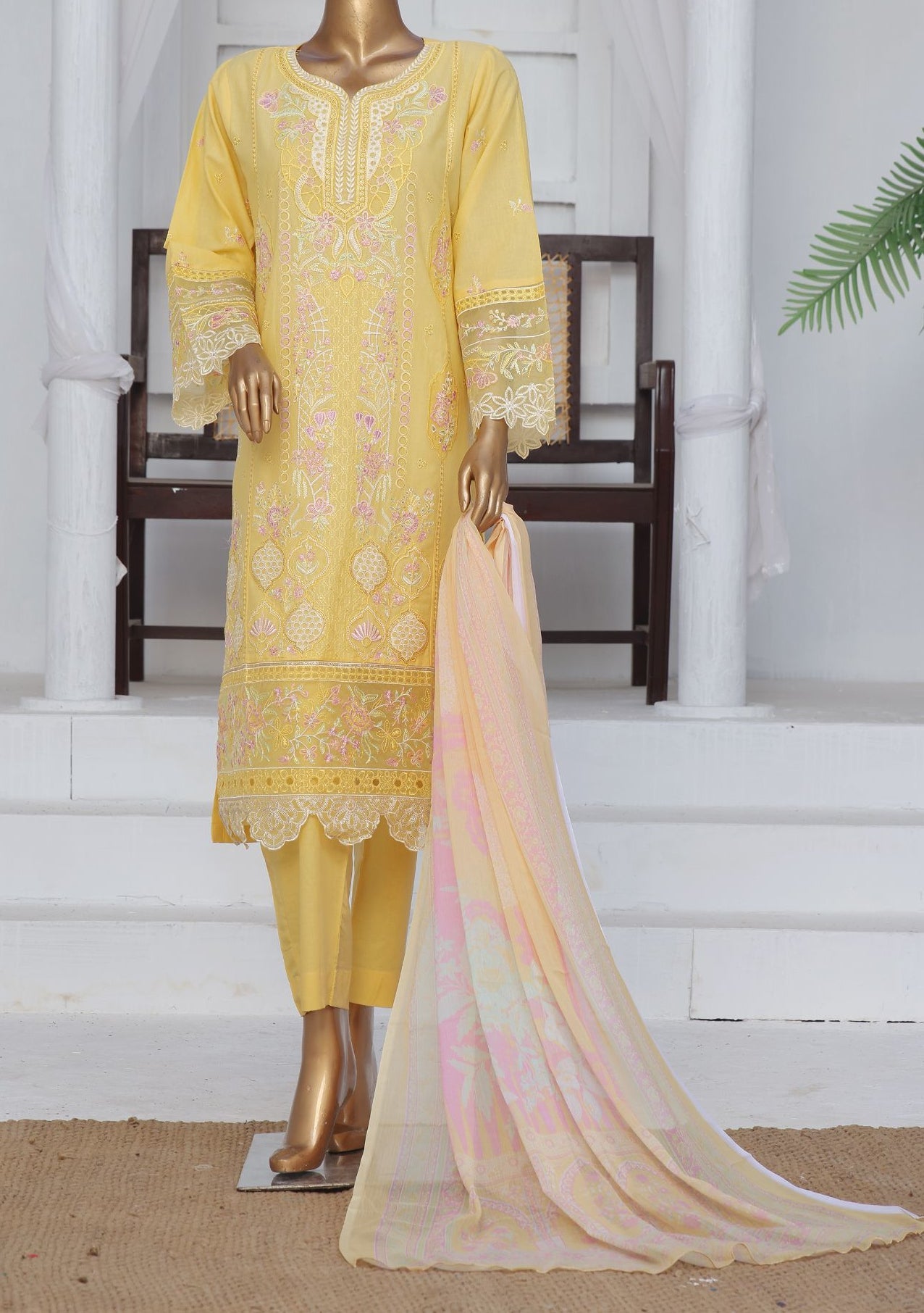 Bin Saeed Ready Made Embroidered Cotton Dress - db27837